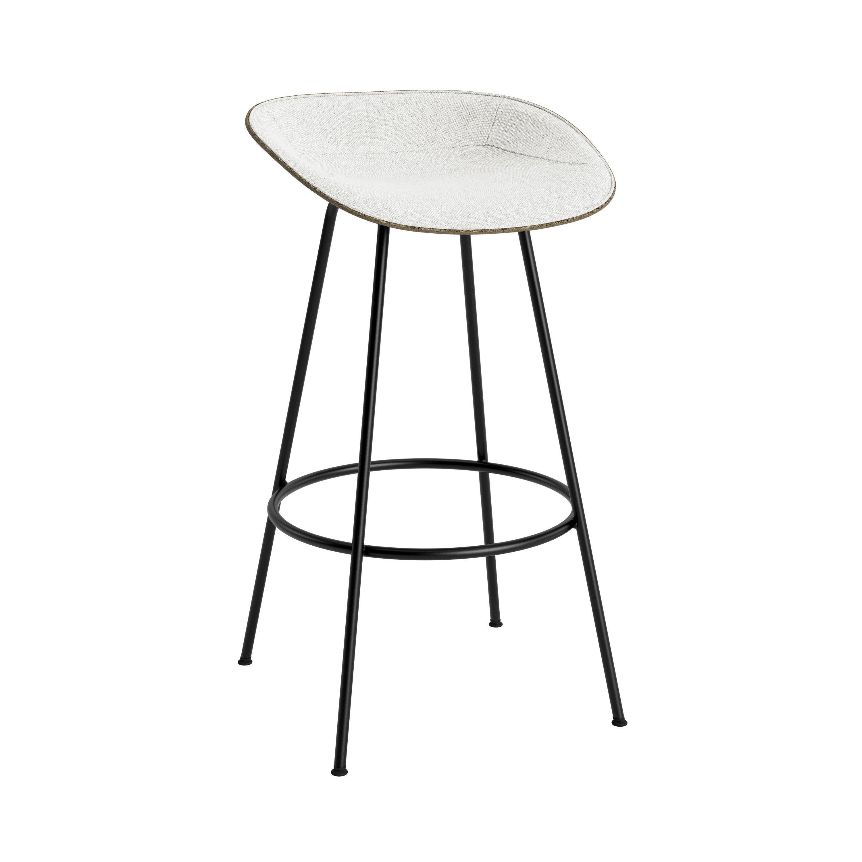Mat Bar + Counter Stool: Steel Base + Front Upholstered + Bar + Seaweed + Black