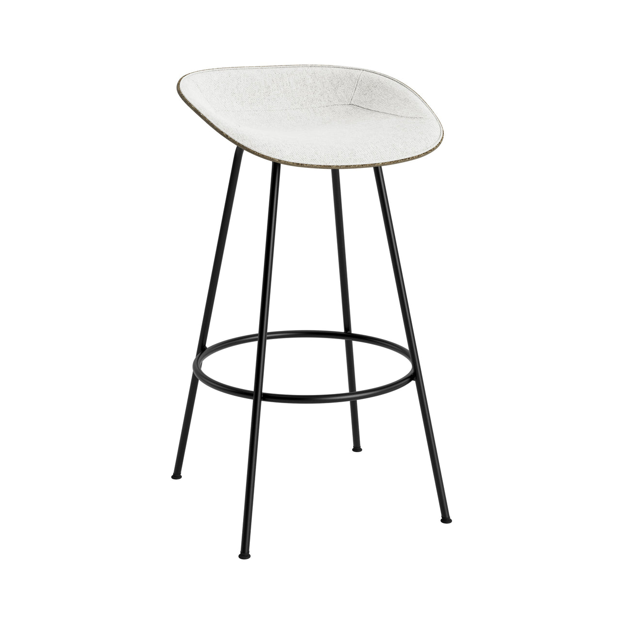 Mat Bar + Counter Stool: Steel Base + Front Upholstered + Bar + Seaweed + Black