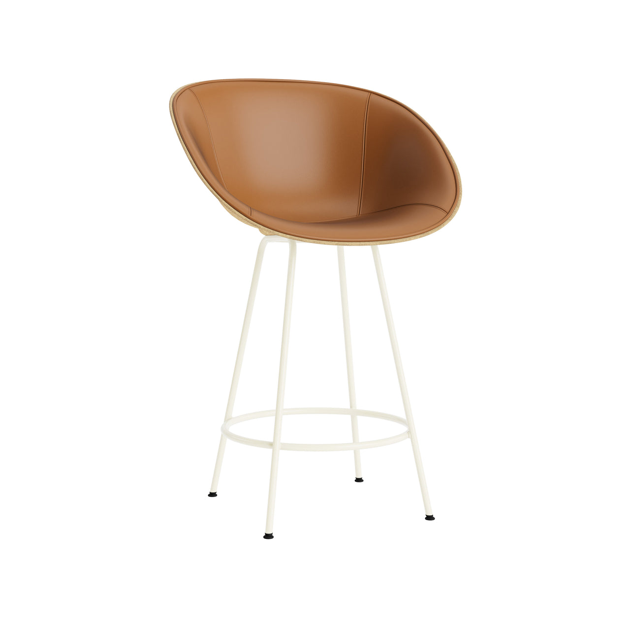 Mat Bar + Counter Armchair: Steel base + Front Upholstered + Counter + Hemp + Cream