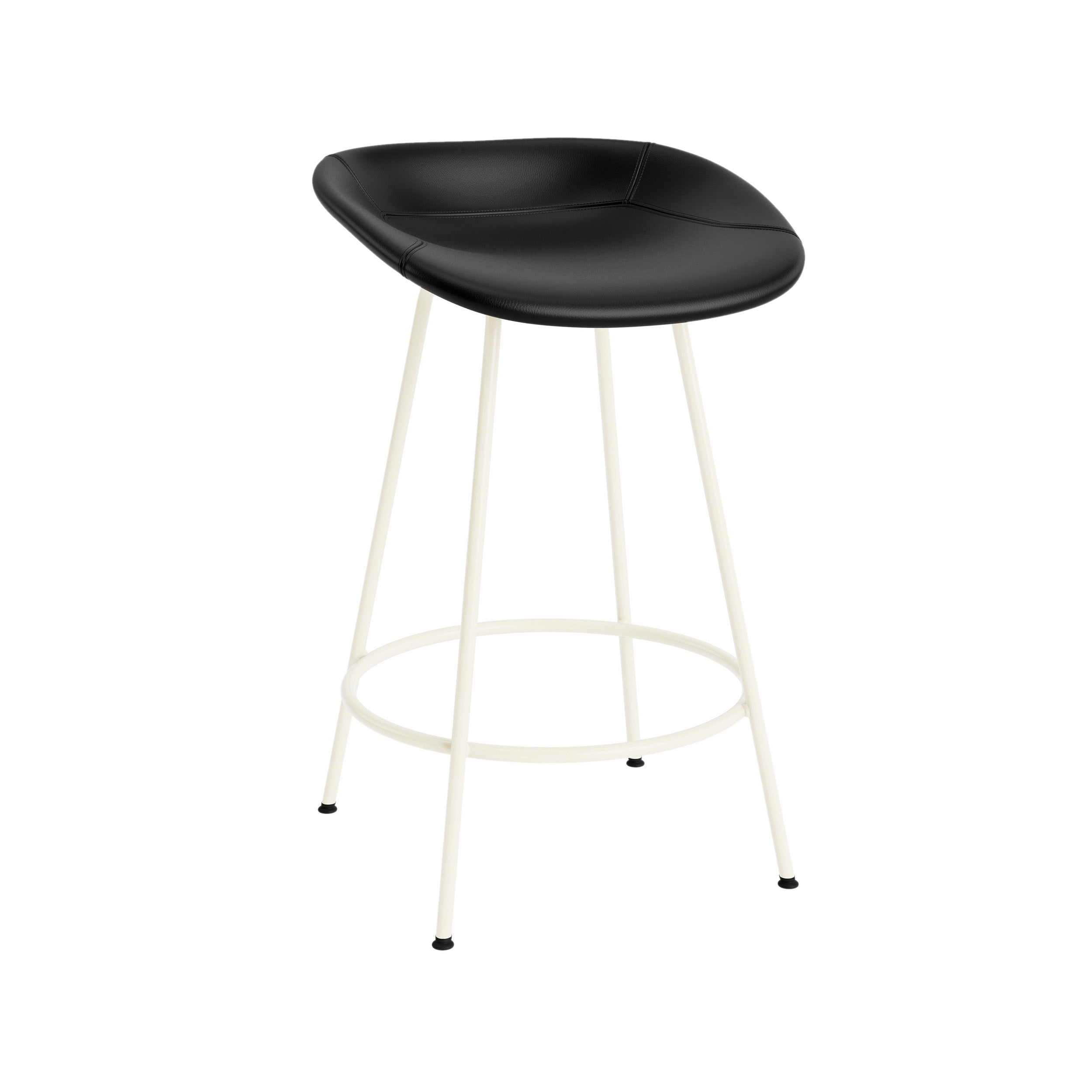 Mat Bar + Counter Stool: Steel Base + Fully Upholstered + Counter + Cream