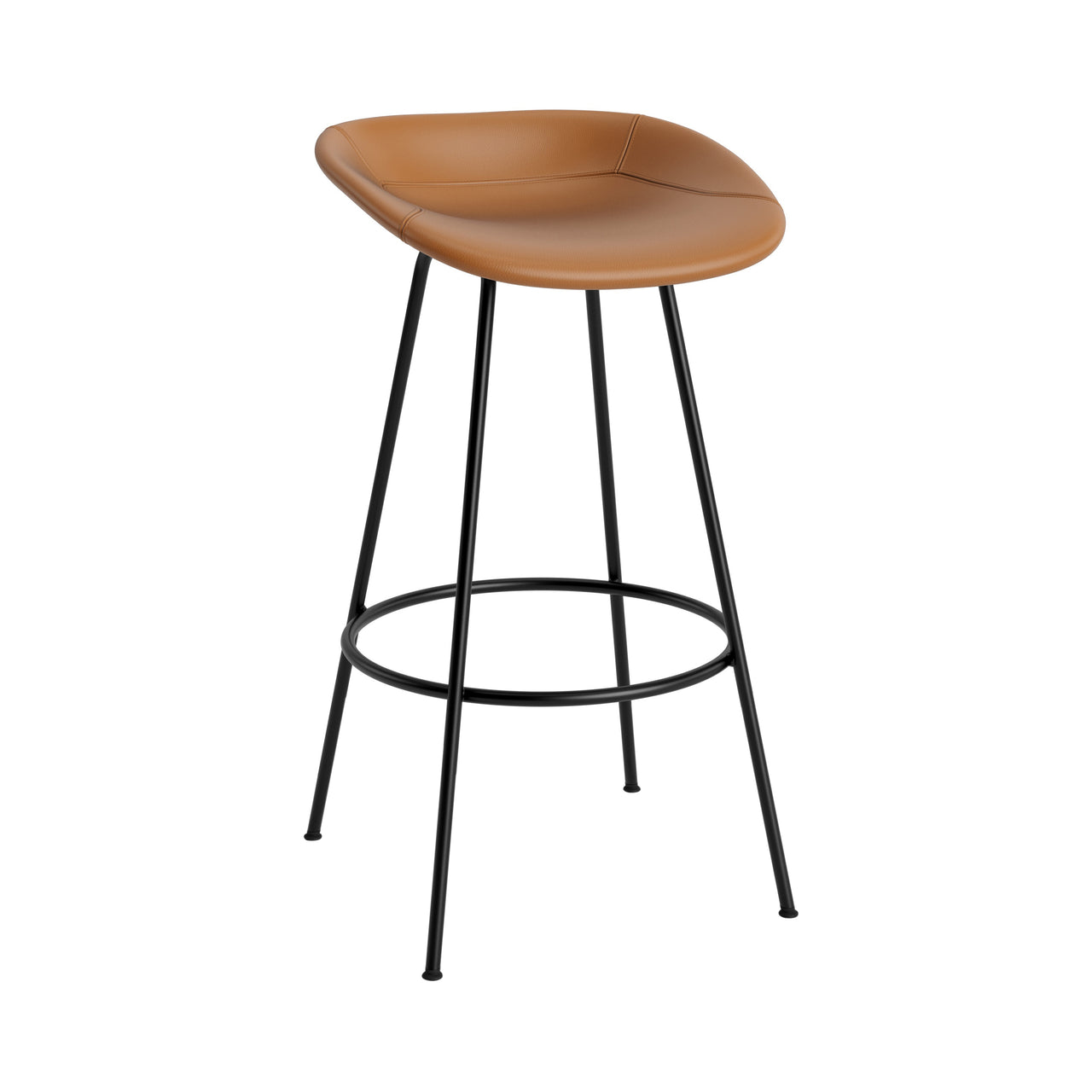 Mat Bar + Counter Stool: Steel Base + Fully Upholstered + Bar + Black