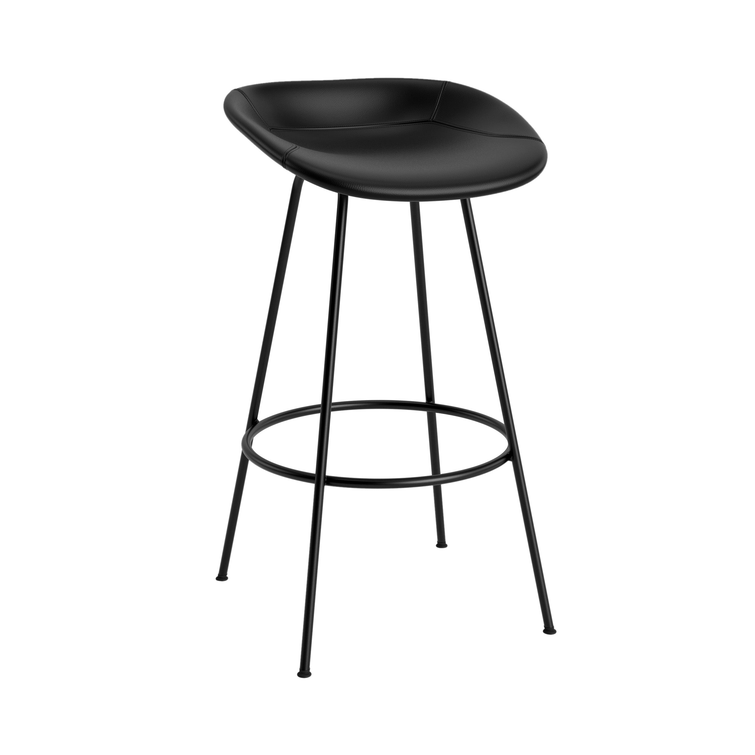 Mat Bar + Counter Stool: Steel Base + Fully Upholstered + Bar + Black