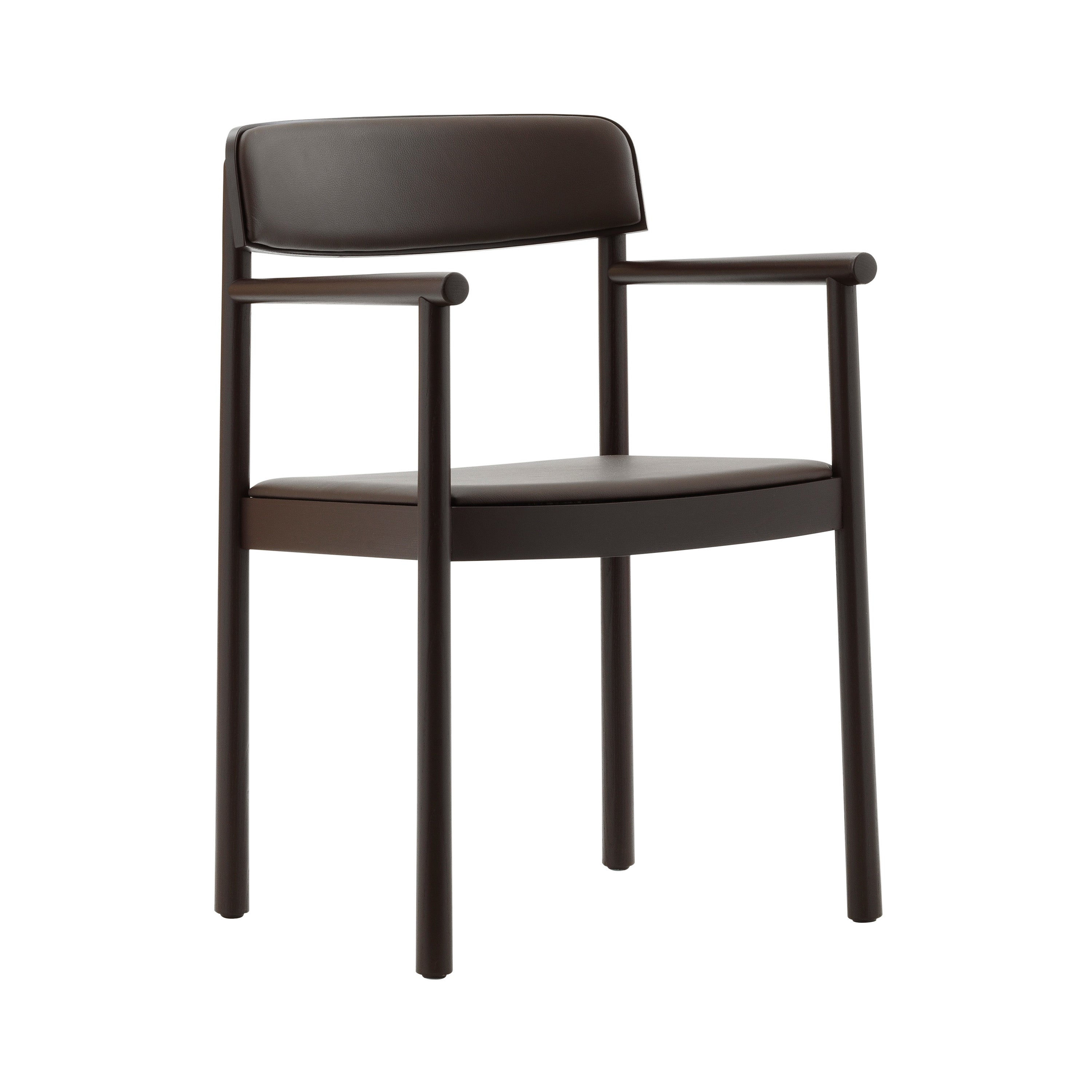 Timb Armchair: Upholstered + Brown + Ultra-Leather Chocolate