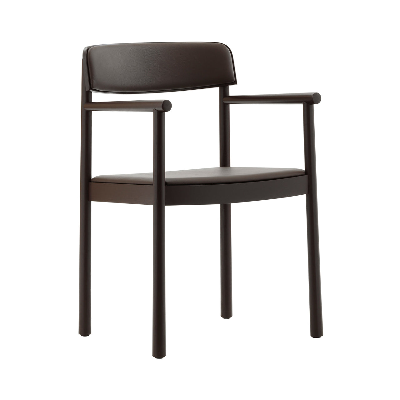 Timb Armchair: Upholstered + Brown + Ultra-Leather Chocolate