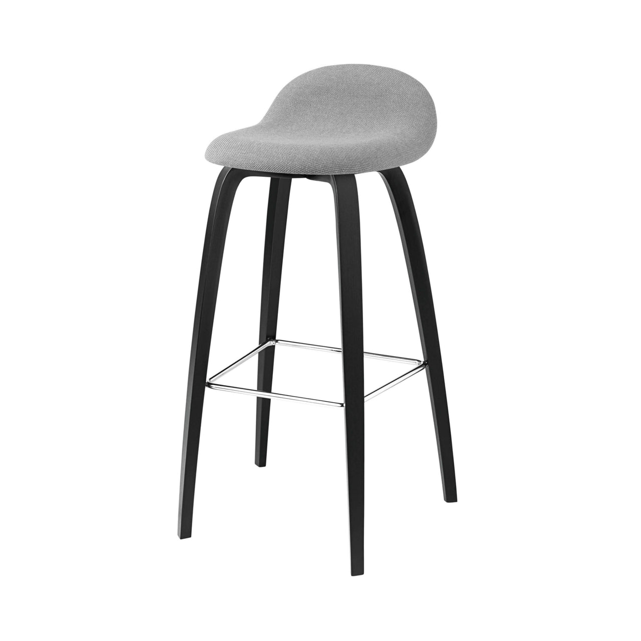 3D Bar + Counter Stool: Wood Base + Full Upholstery + Bar + Black Stained Beech