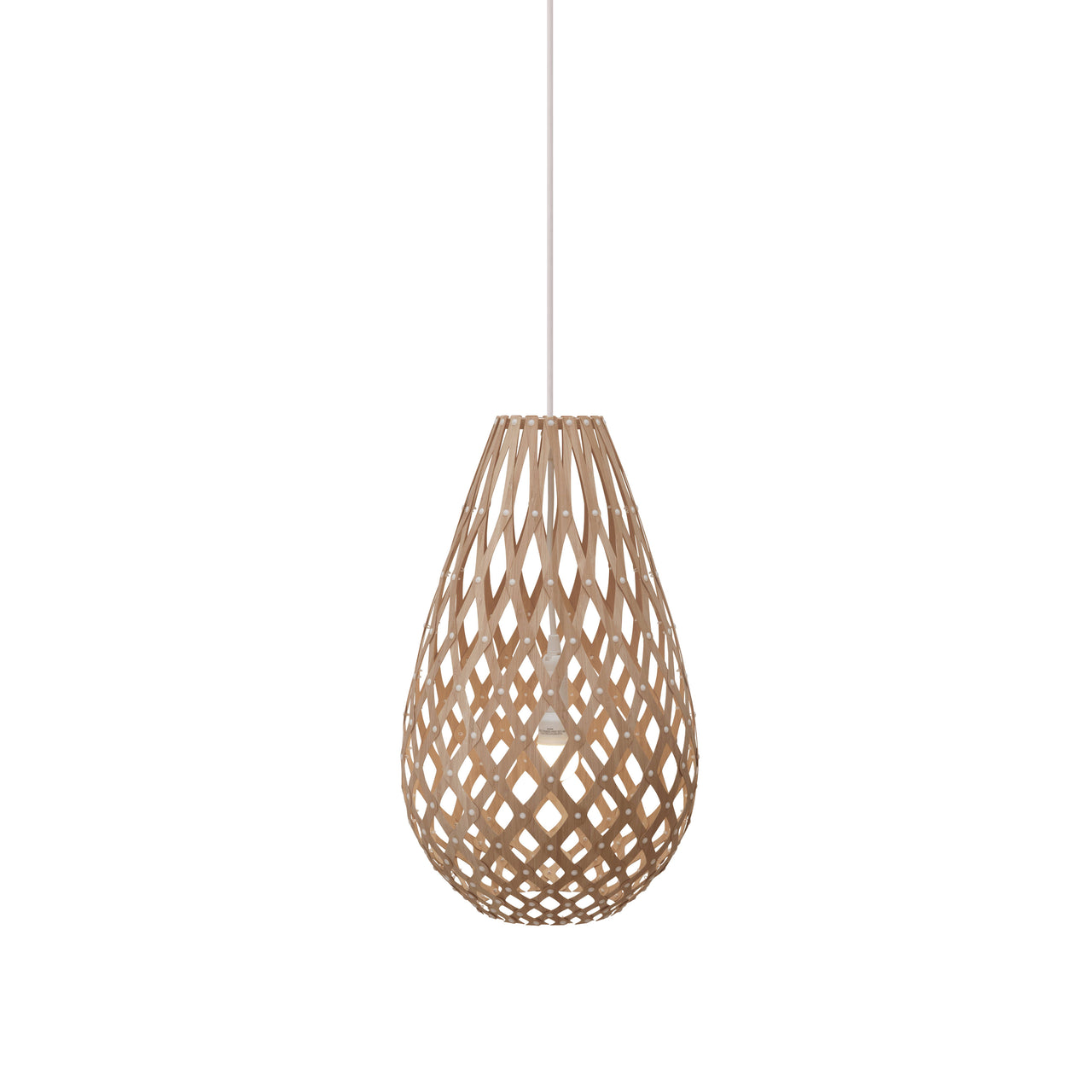 Kōura Pendant Light: Small + Bamboo + White