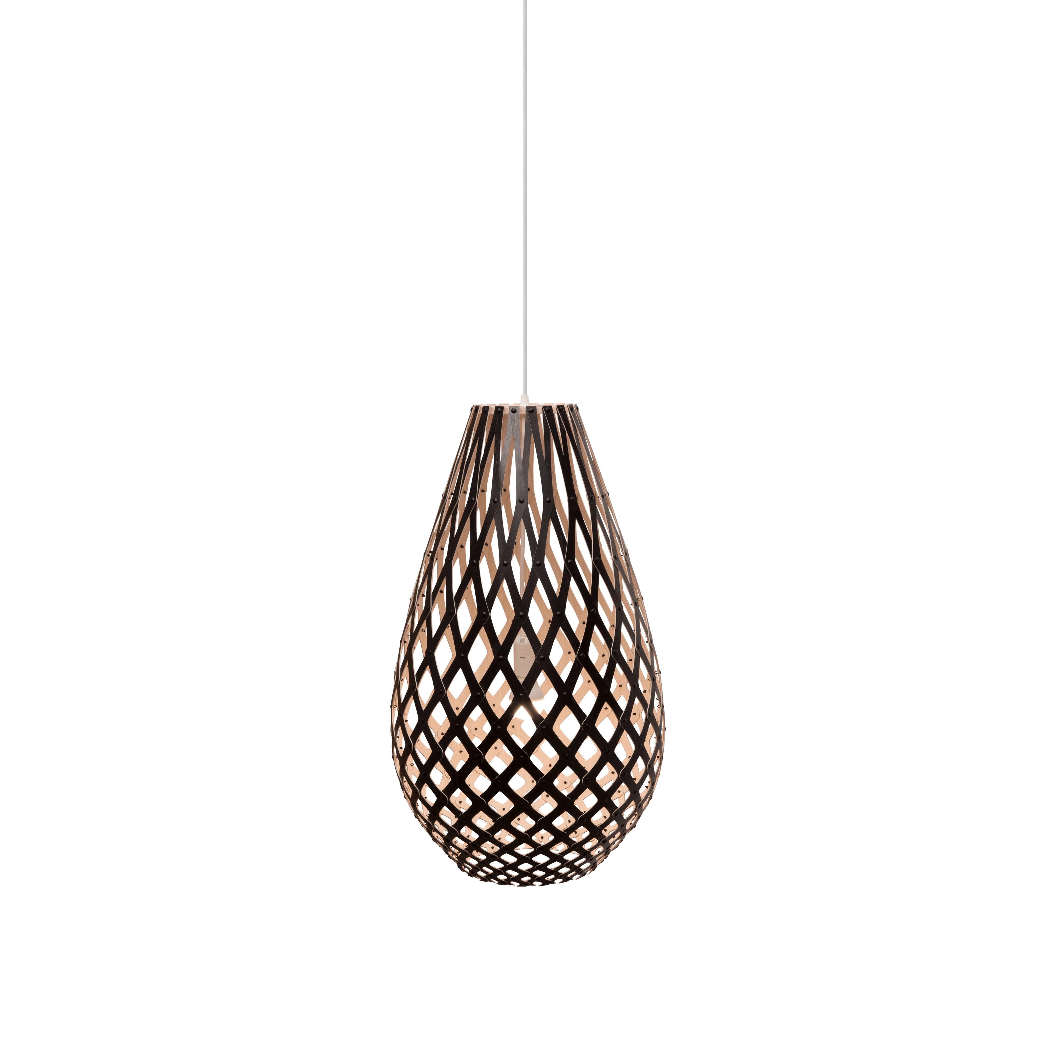 Kōura Pendant Light: Small + Black + Bamboo + White