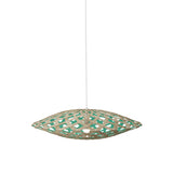 Flax Pendant Light: Small + Bamboo + Aqua + White