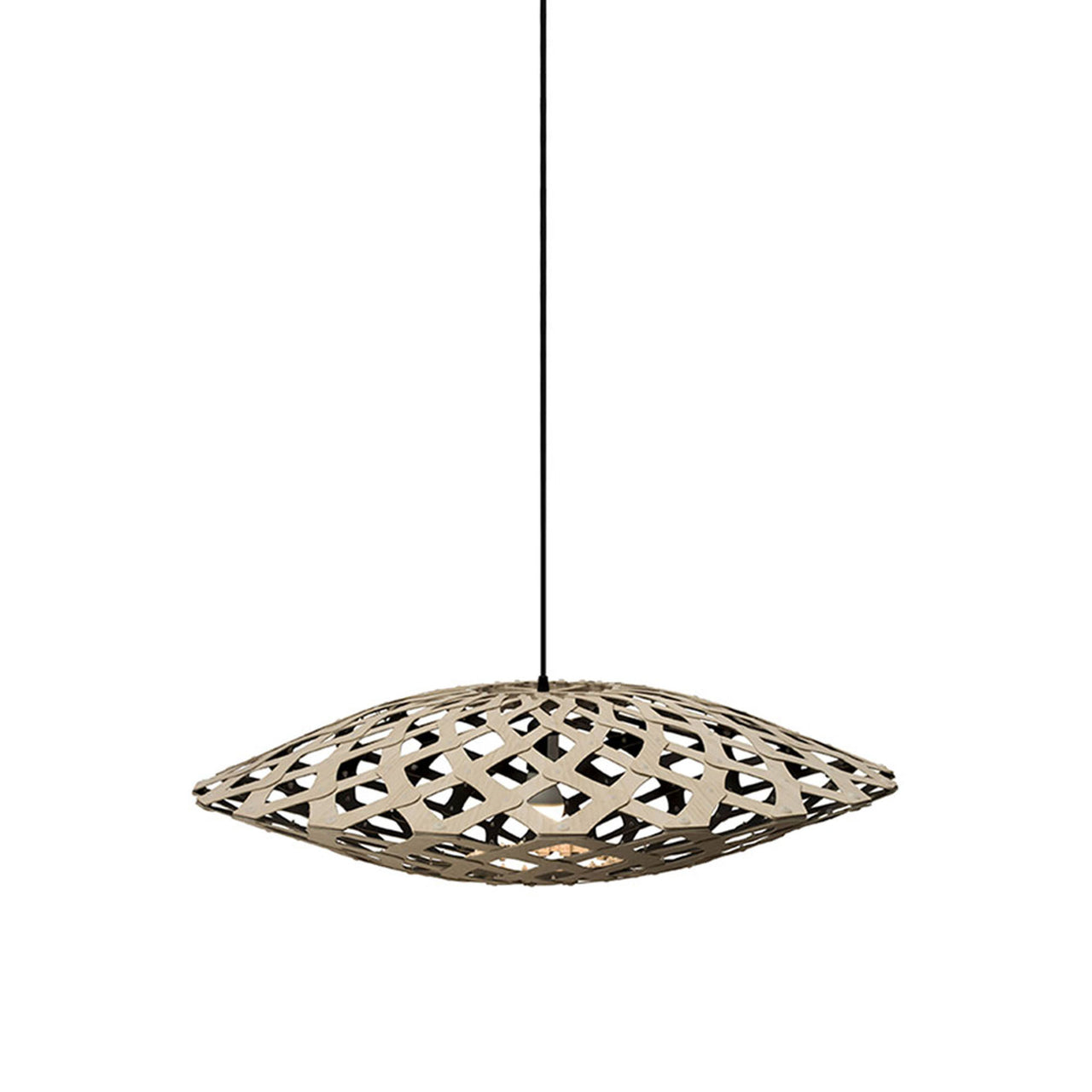 Flax Pendant Light: Small + Bamboo + Black + Black