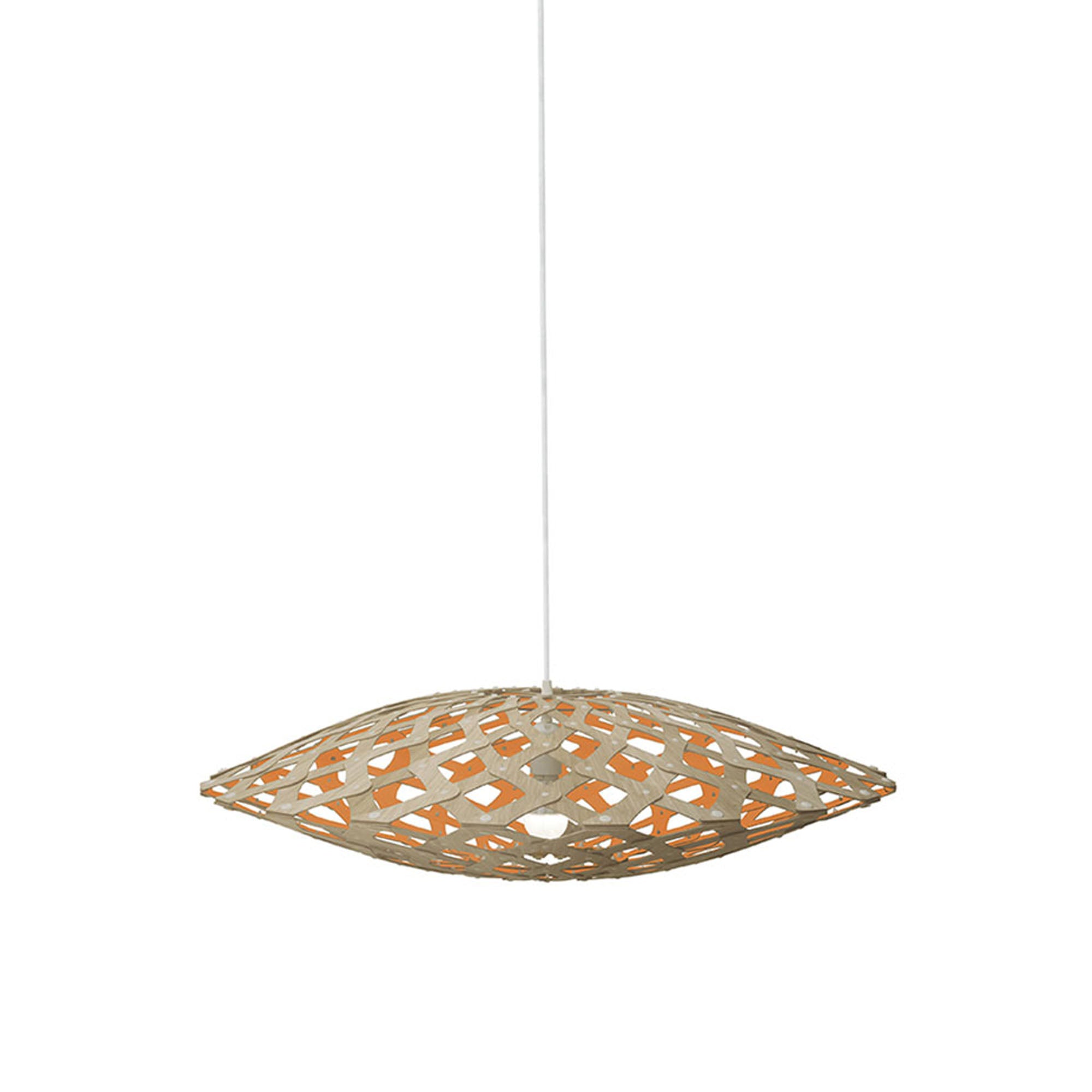 Flax Pendant Light: Small + Bamboo + Orange + White