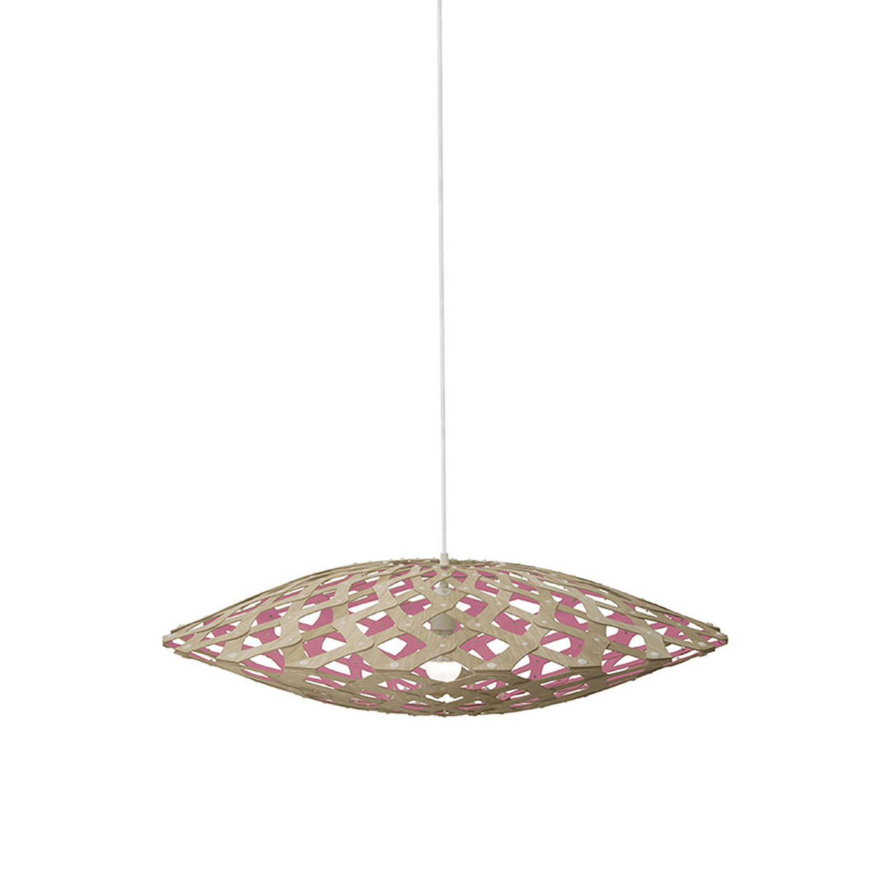 Flax Pendant Light: Small + Bamboo + Pink + White