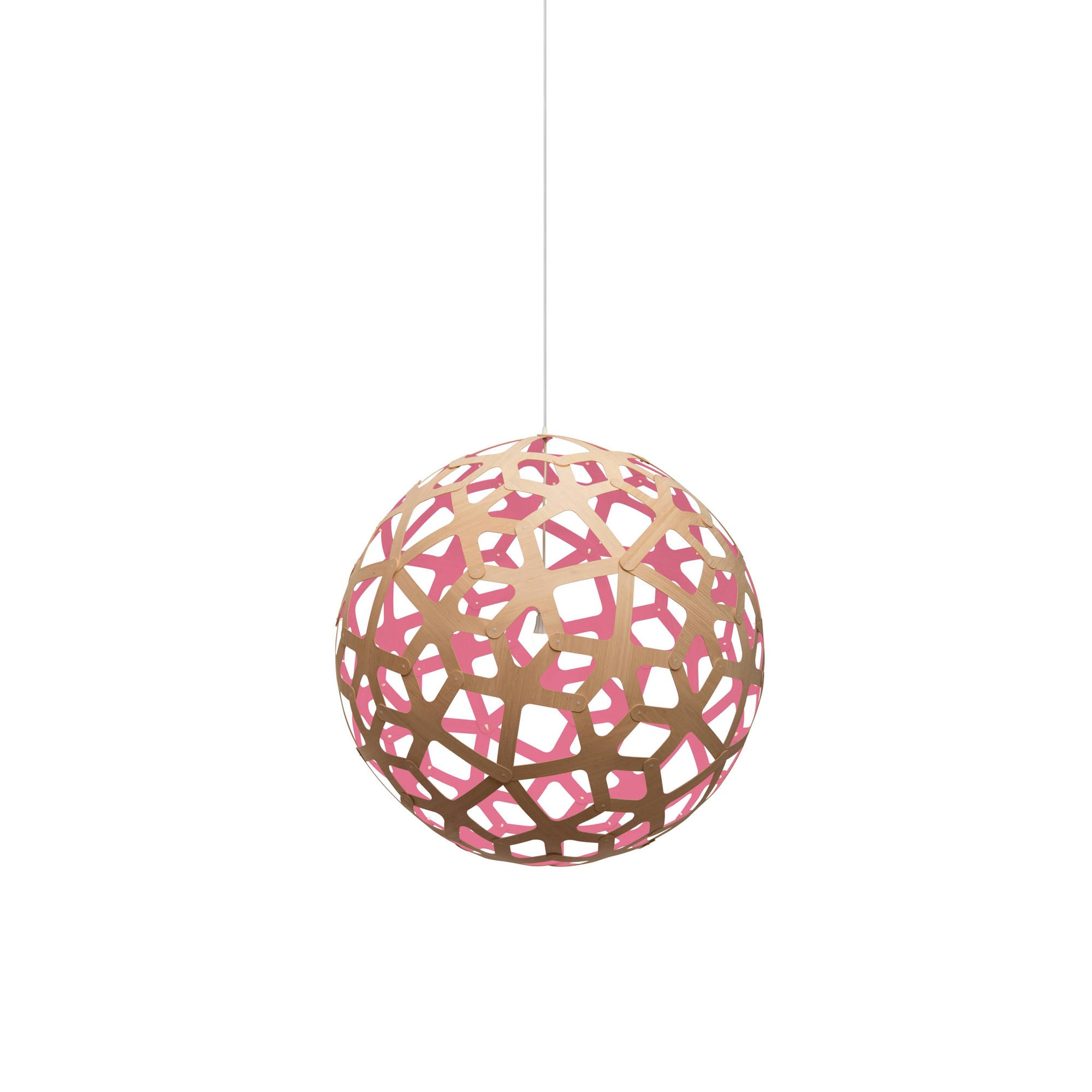 Coral Pendant Light: Medium + Bamboo + Pink + White