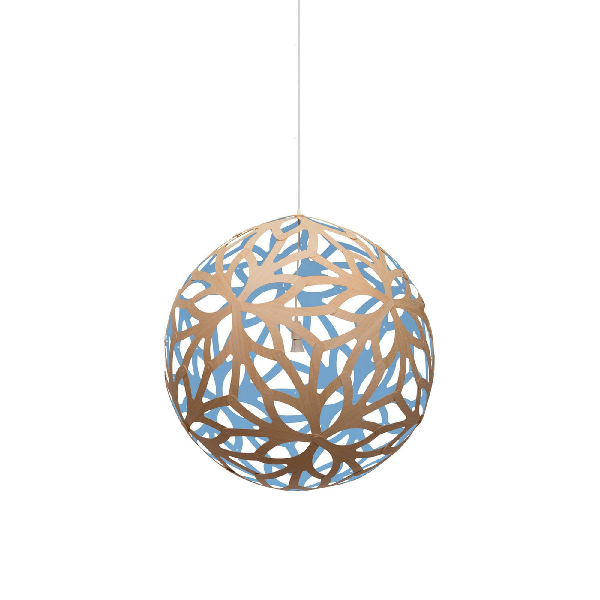 Floral Pendant Light: Medium + Bamboo + Blue + White