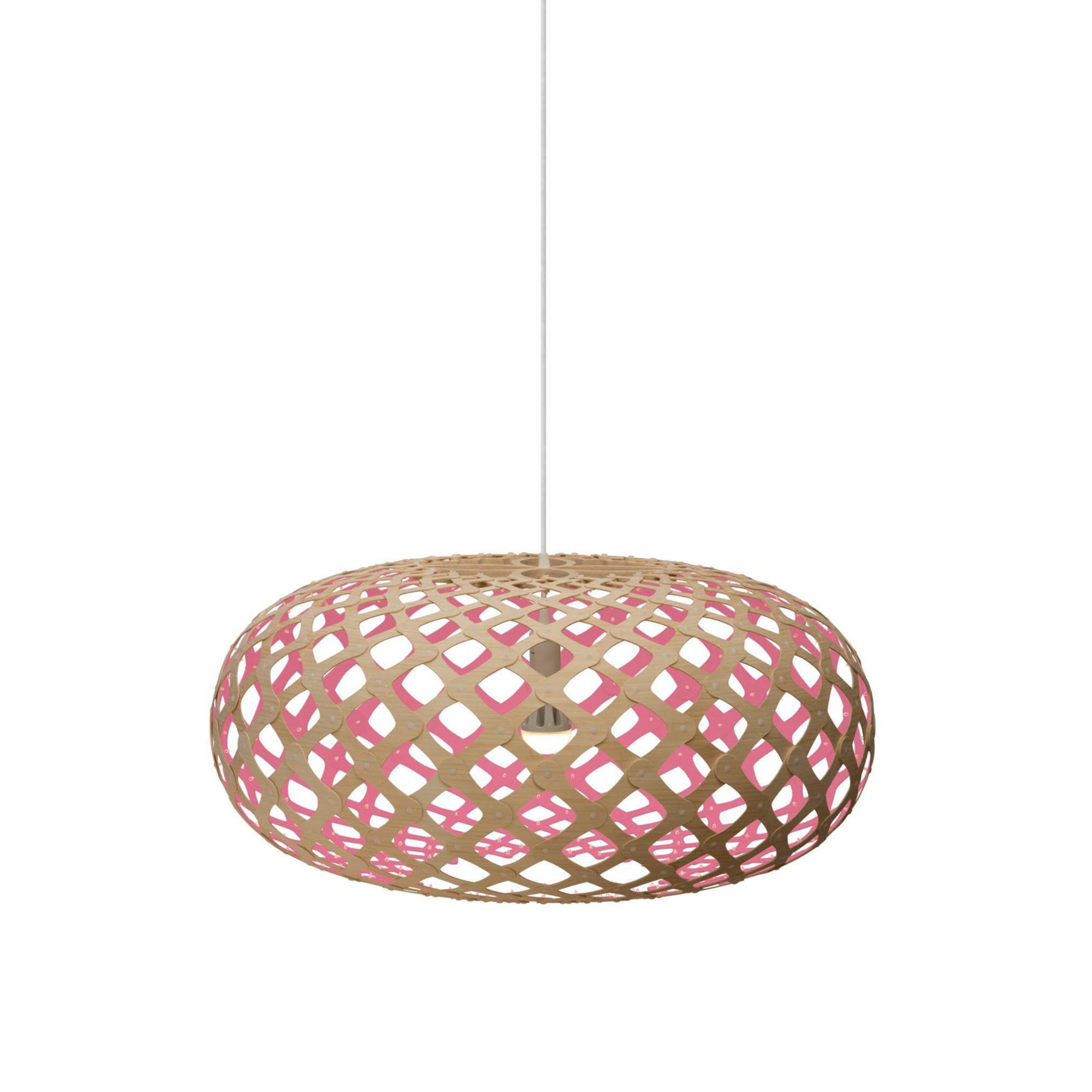 Kina Pendant Light: Medium + Bamboo + Pink + White