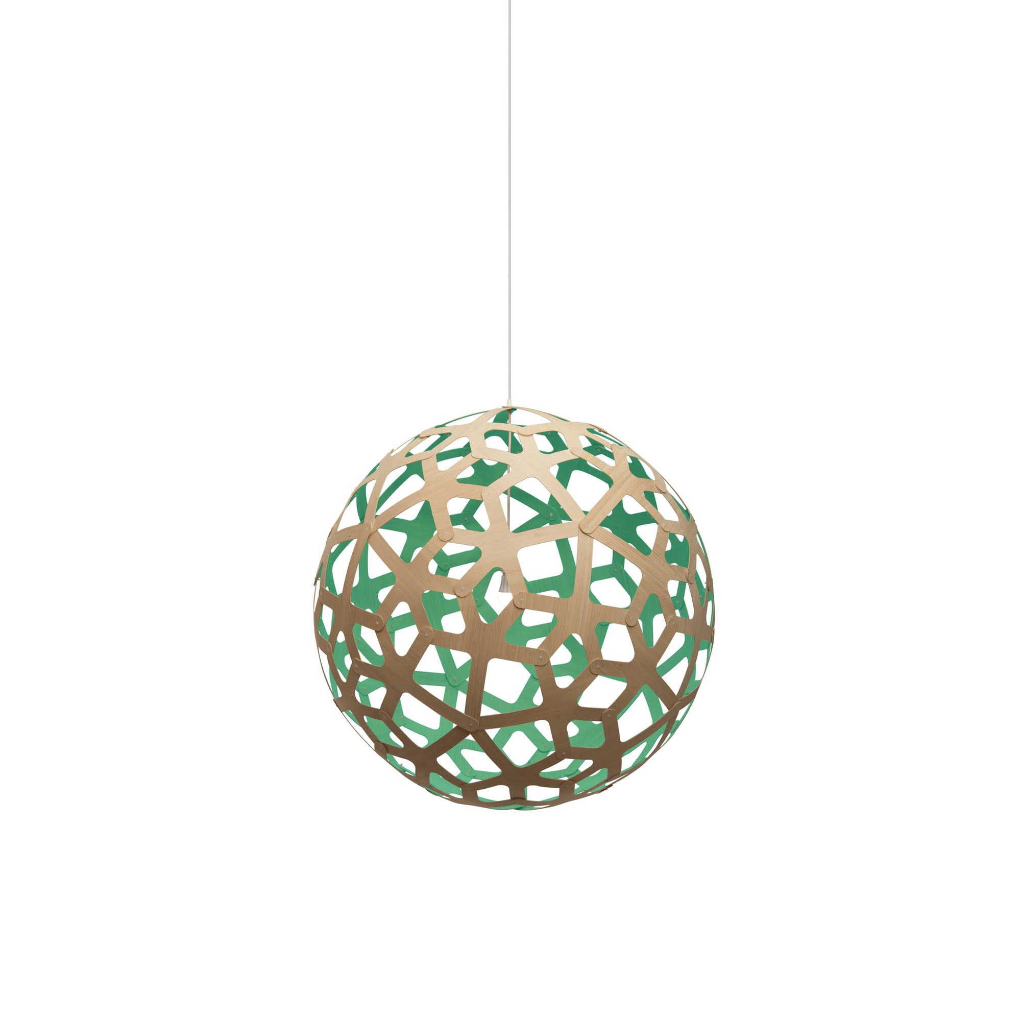 Coral Pendant Light: Medium + Bamboo + Aqua + White