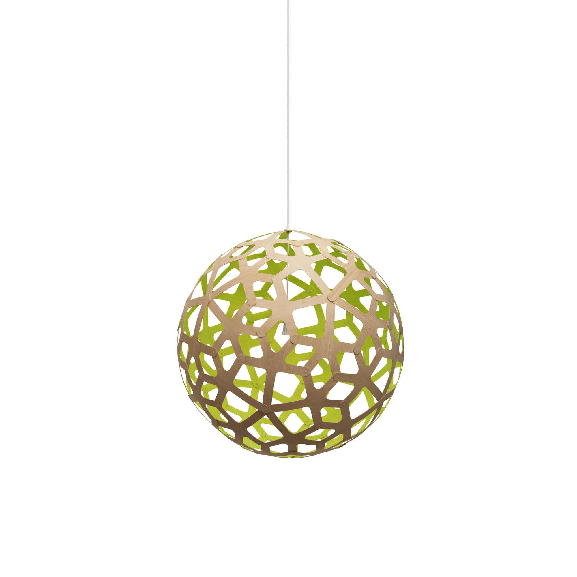 Coral Pendant Light: Medium + Bamboo + Lime + White