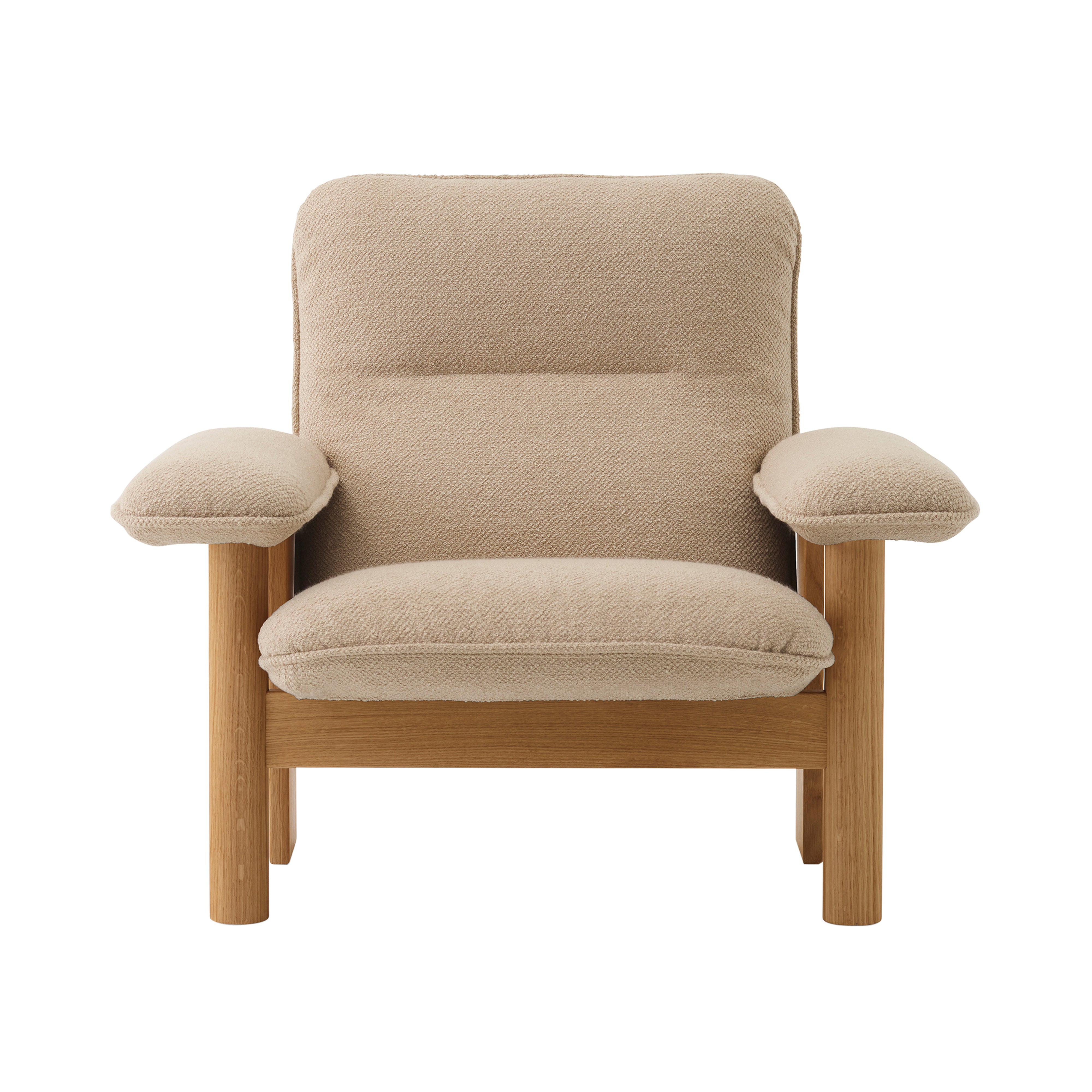 Brasília Lounge Chair: Upholstered + Natural Oak + Boucle 02