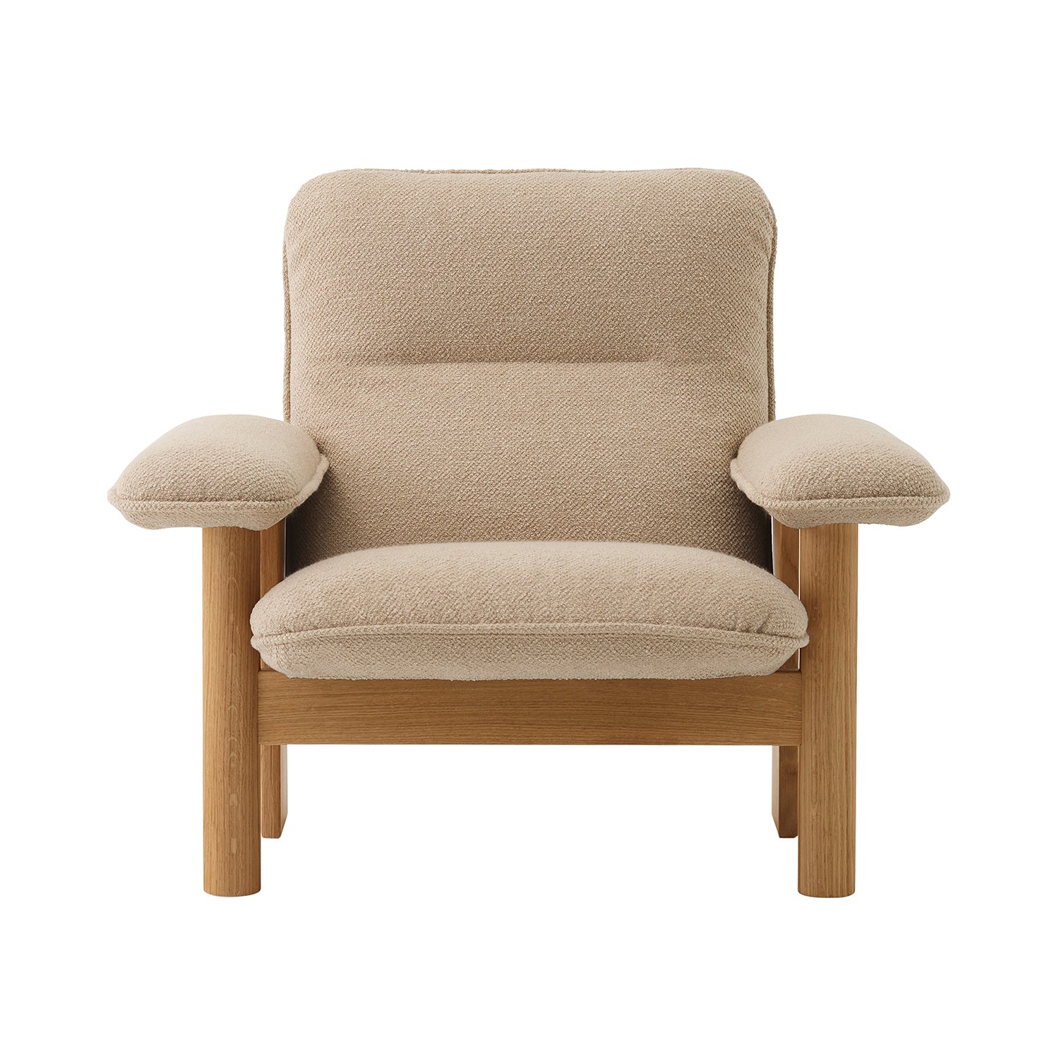 Brasilia Lounge Chair: High Back Upholstered + Natural Oak + Boucle 02
