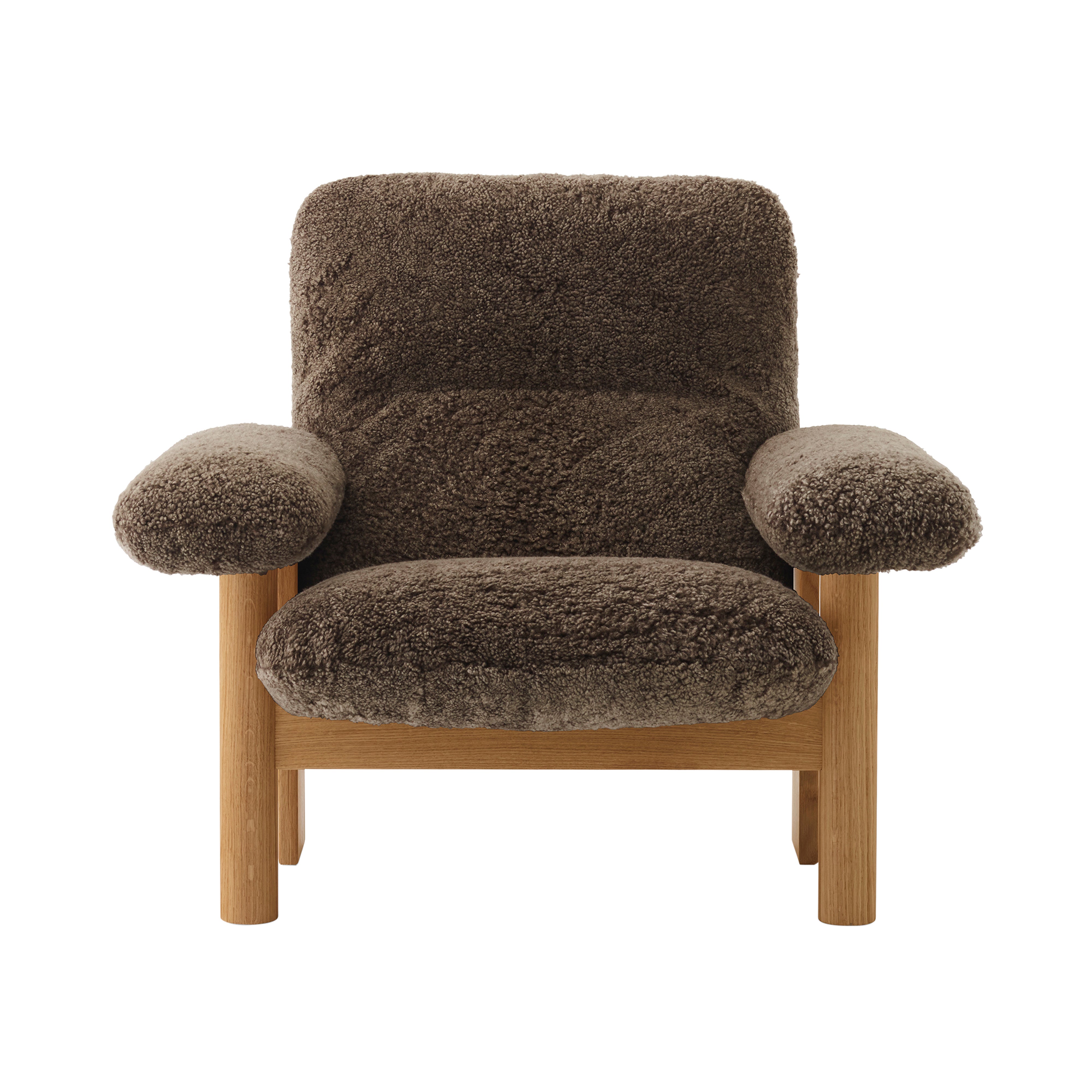 Brasília Lounge Chair: Upholstered + Natural Oak + Sheepskin Root