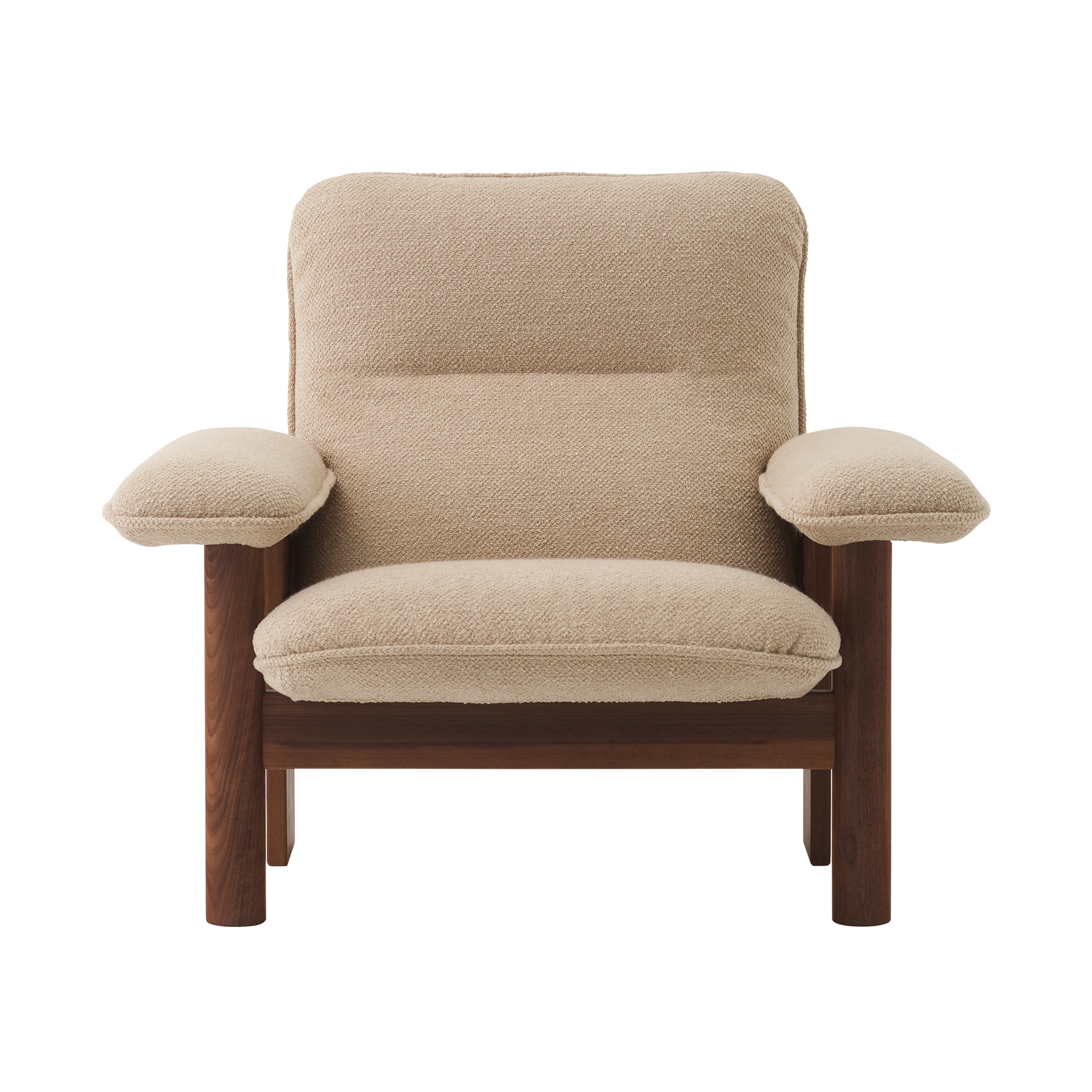 Brasília Lounge Chair: Upholstered + Dark Stained Oak + Boucle 02