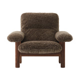 Brasília Lounge Chair: Upholstered + Dark Stained Oak + Sheepskin Root