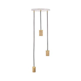 Triple Pendant: White + Oak + Brass