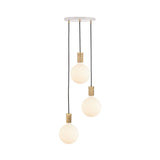 Triple Pendant with Sphere IV: White + Oak + Brass