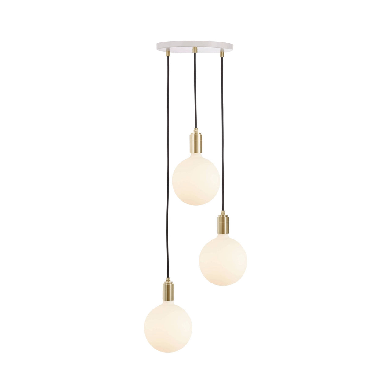 Triple Pendant with Sphere IV: White + Brass