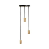 Triple Pendant: Black + Oak + Brass