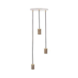 Triple Pendant: White + Walnut + Brass