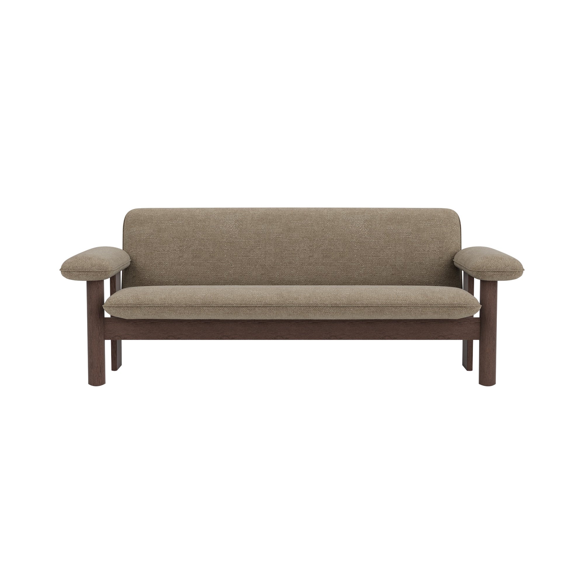 Brasilia 2 Seater Sofa : Upholstered + Dark Stained Oak