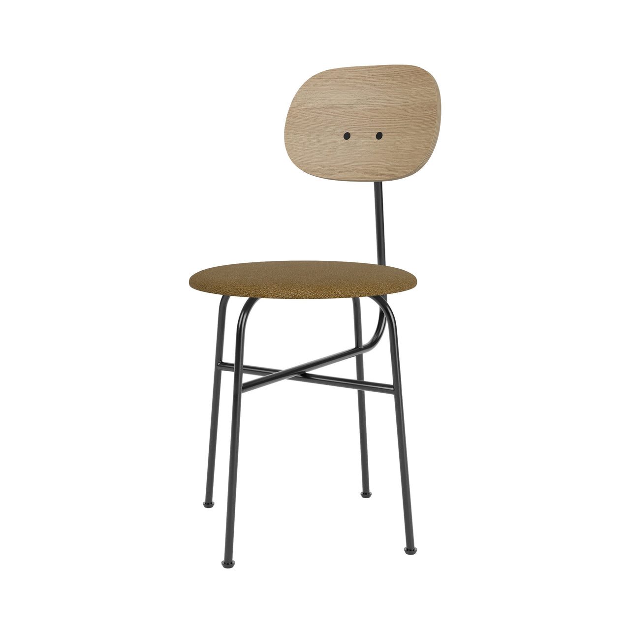 Afteroom Dining Chair Plus: Steel Base + Seat Upholstered + Natural Oak + Boucle 06