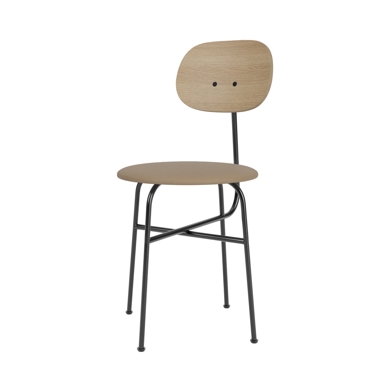 Afteroom Dining Chair Plus: Steel Base + Seat Upholstered + Natural Oak +  Sierra 1611