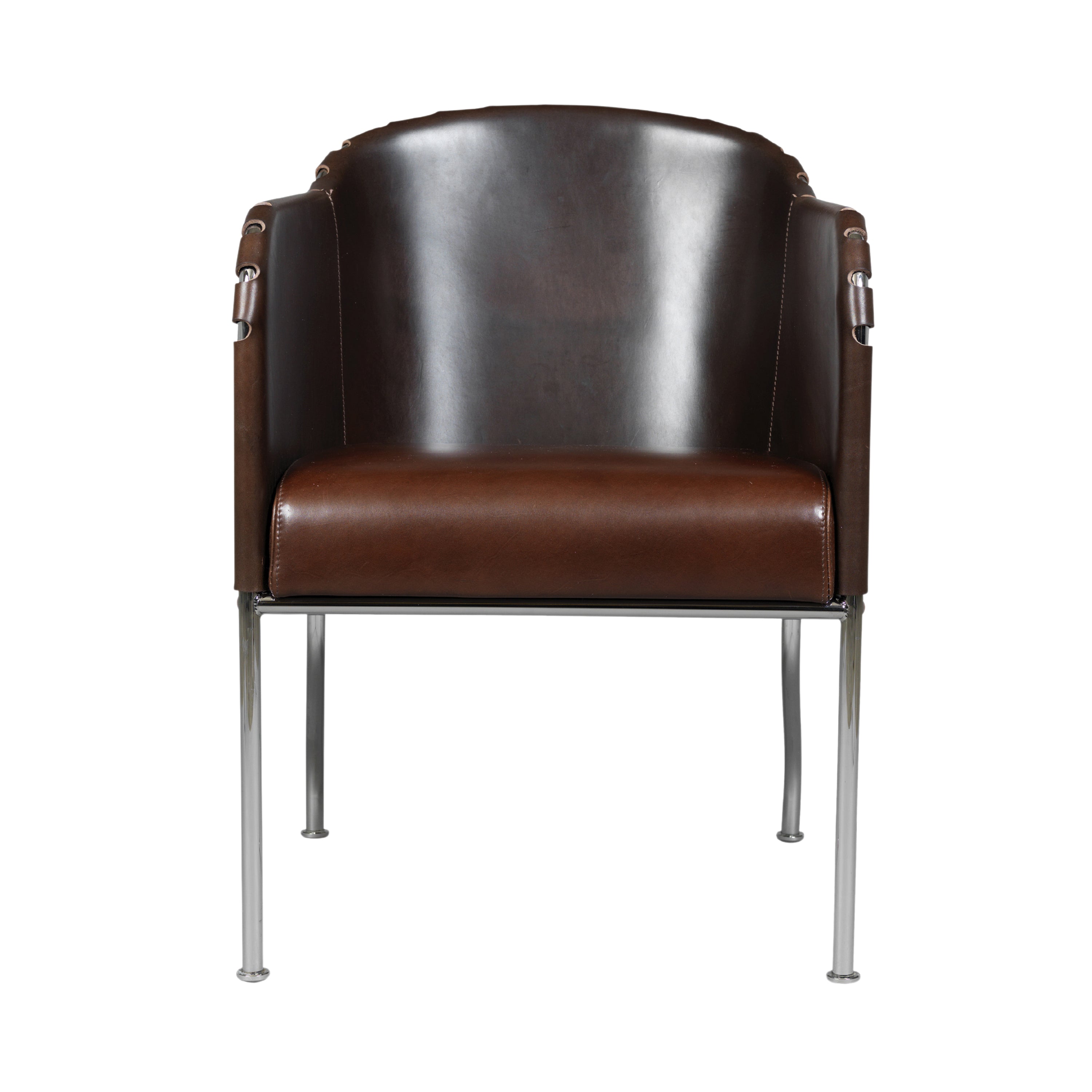 Ambassad Easy Chair: Matt Chrome + Tarnsjo Leather Cigar