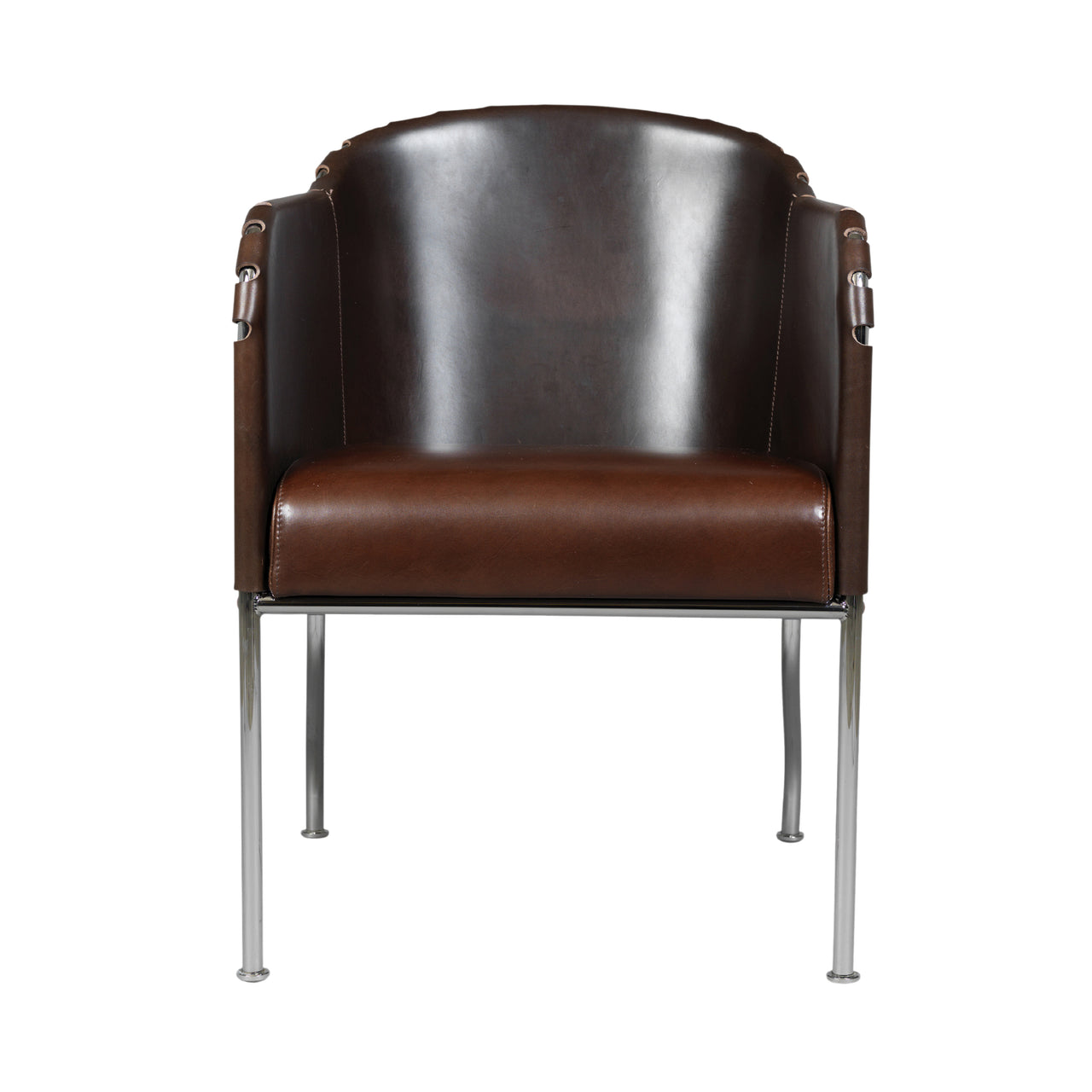 Ambassad Easy Chair: Matt Chrome + Tarnsjo Leather Cigar