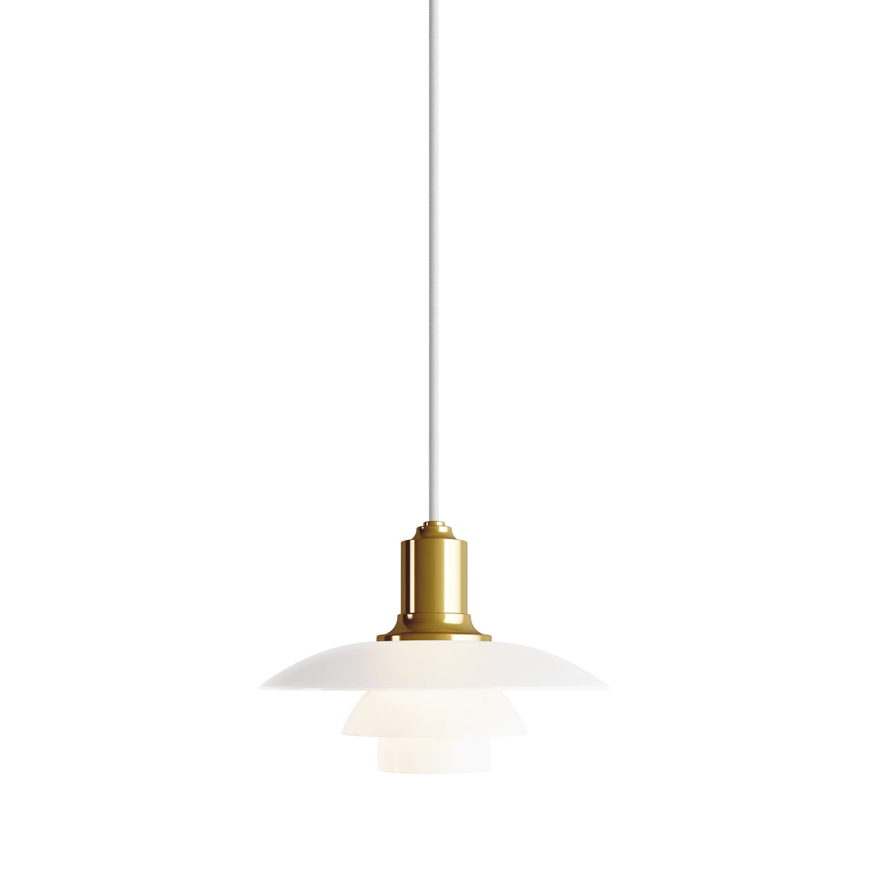 PH 2/1 Pendant: Metalized Brass + White