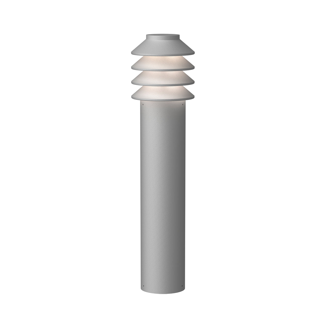 Bysted Garden Bollard Lamp: Long + Natural Painted Aluminum + Base without Adaptor