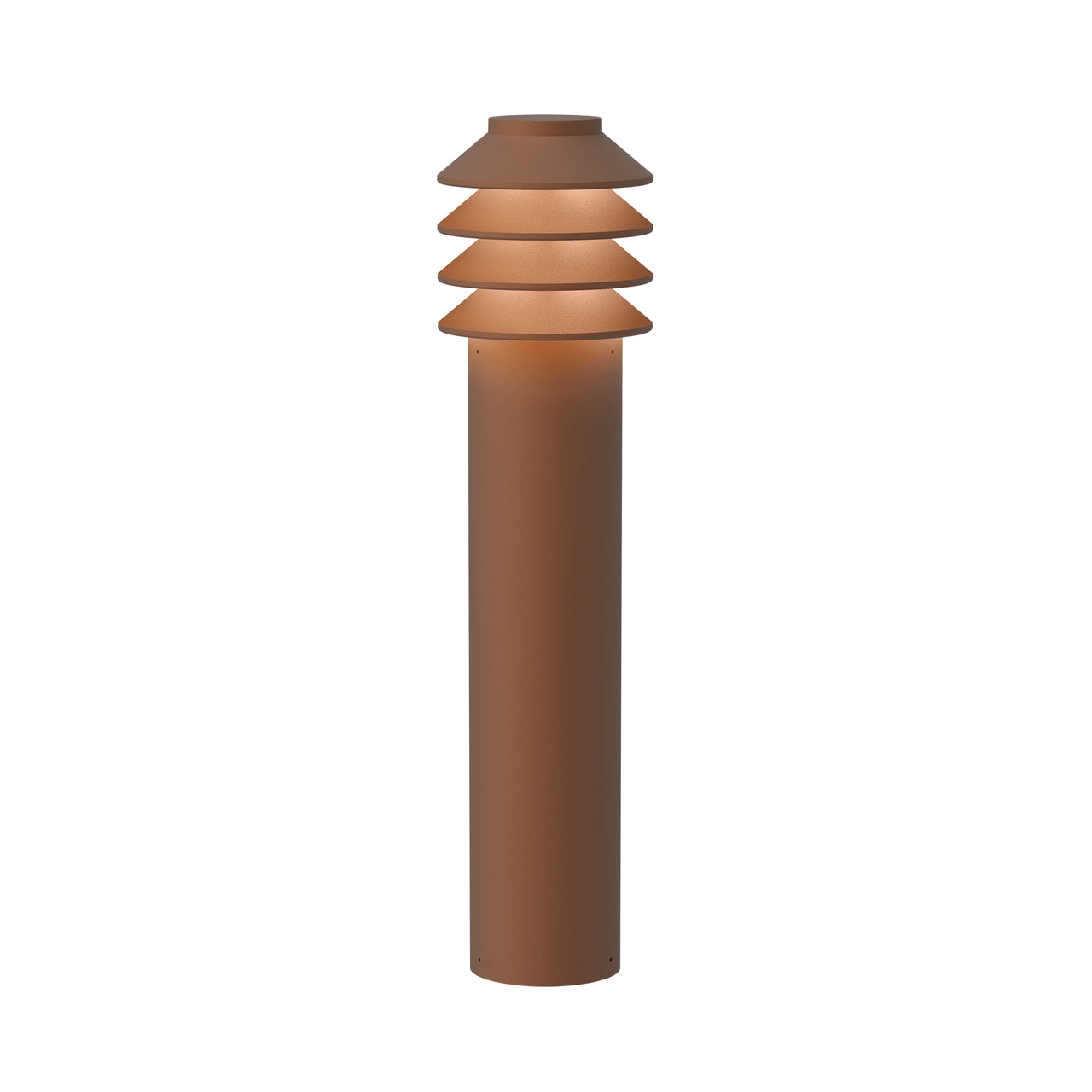 Bysted Garden Bollard Lamp: Long + Corten + Base without Adaptor