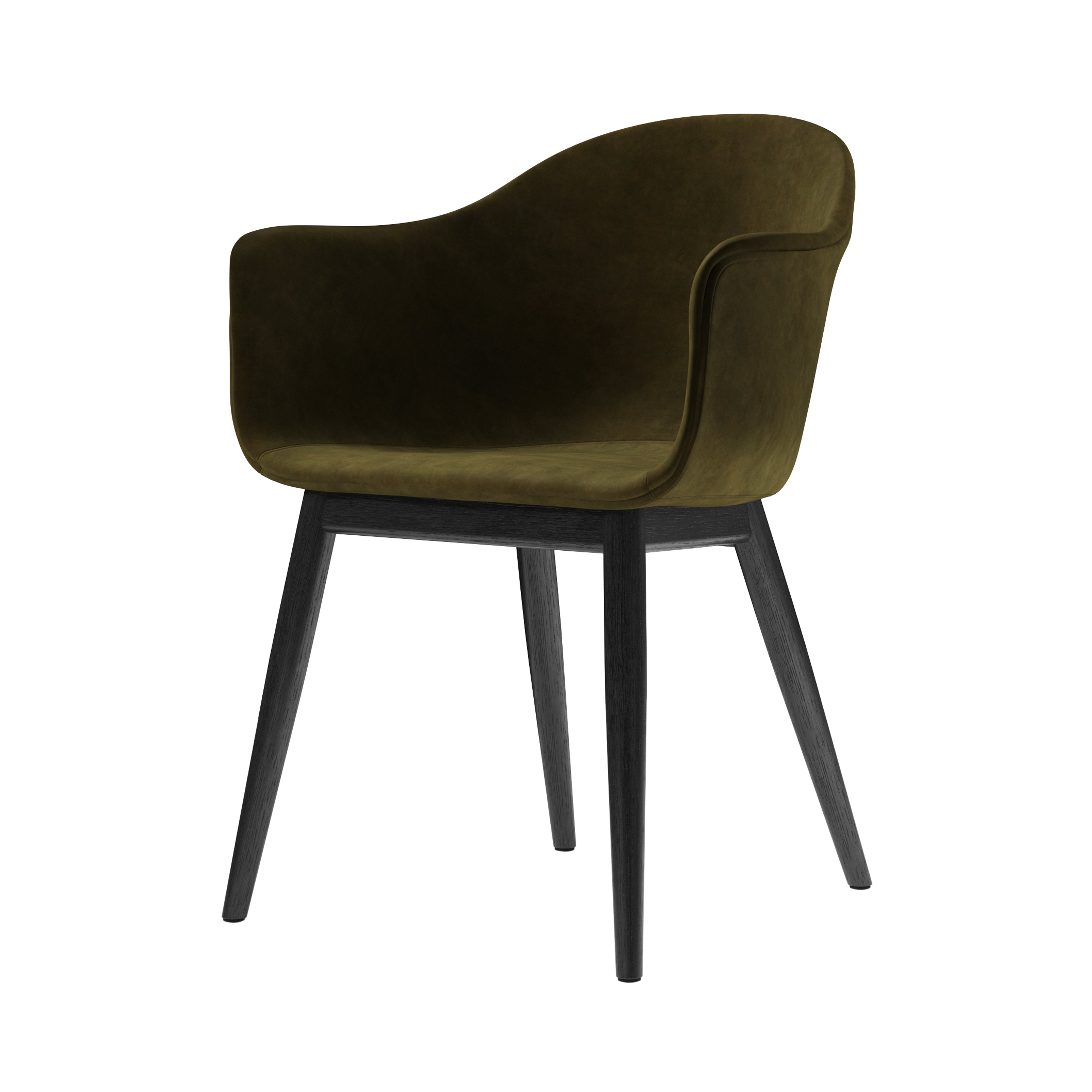 Harbour Dining Chair: Wood Base Upholstered + Black Oak +  Champion 035