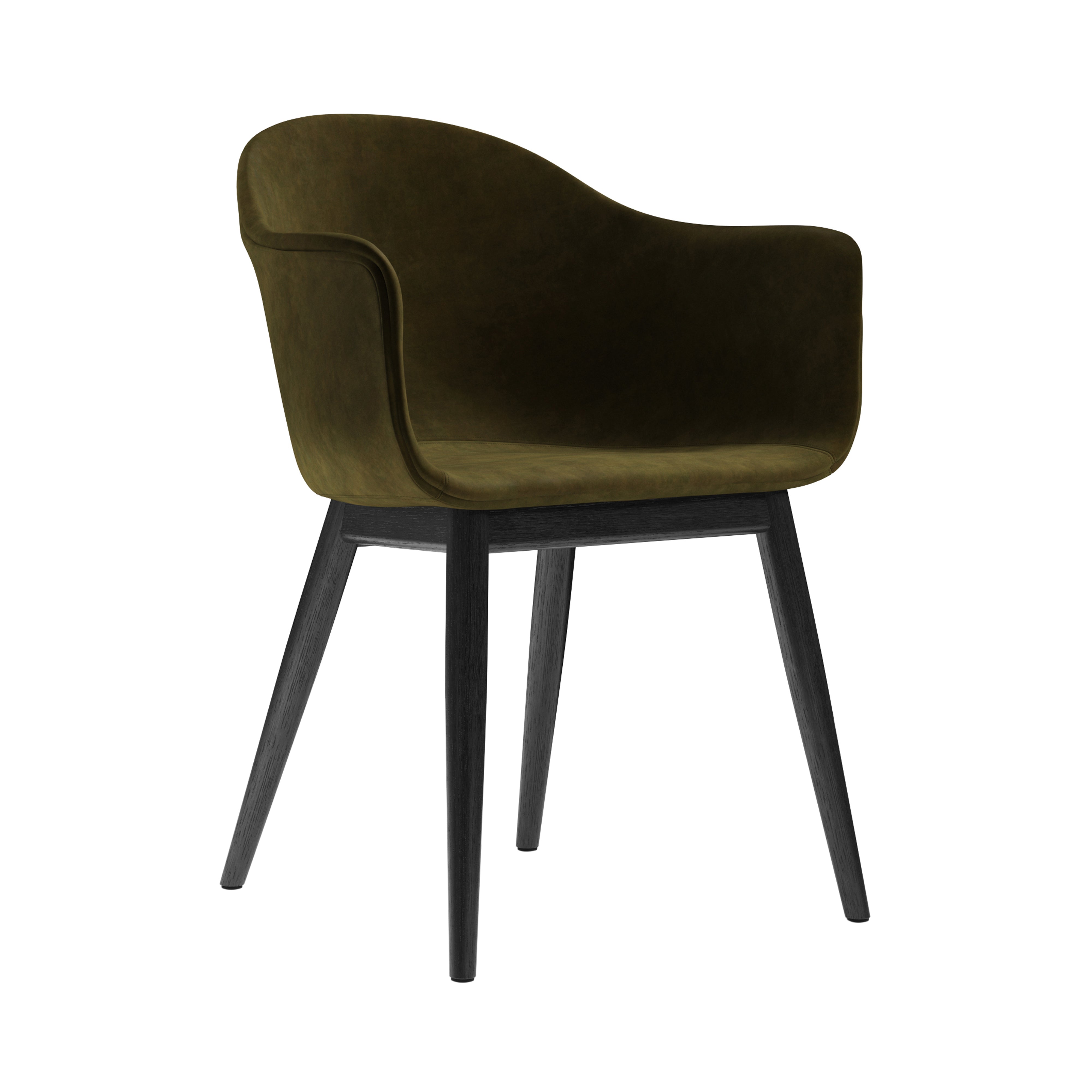 Harbour Dining Chair: Wood Base Upholstered + Black Oak + Champion 035