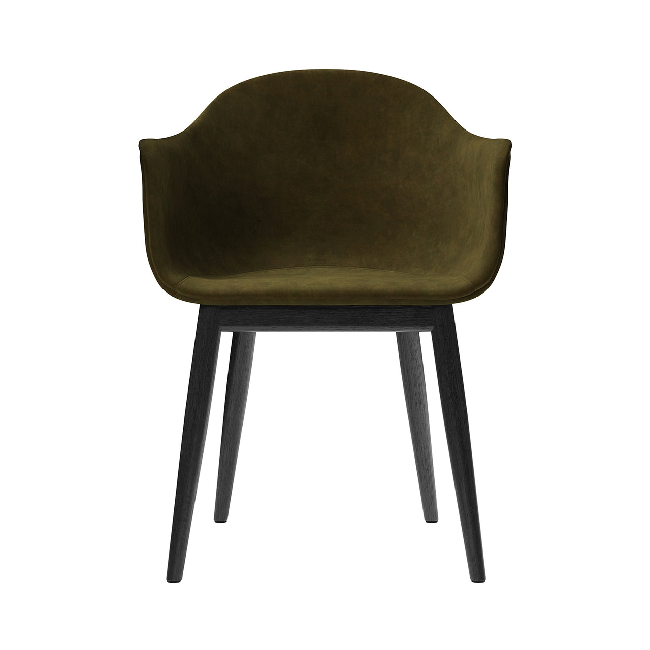 Harbour Dining Chair: Wood Base Upholstered + Black Oak +  Champion 035
