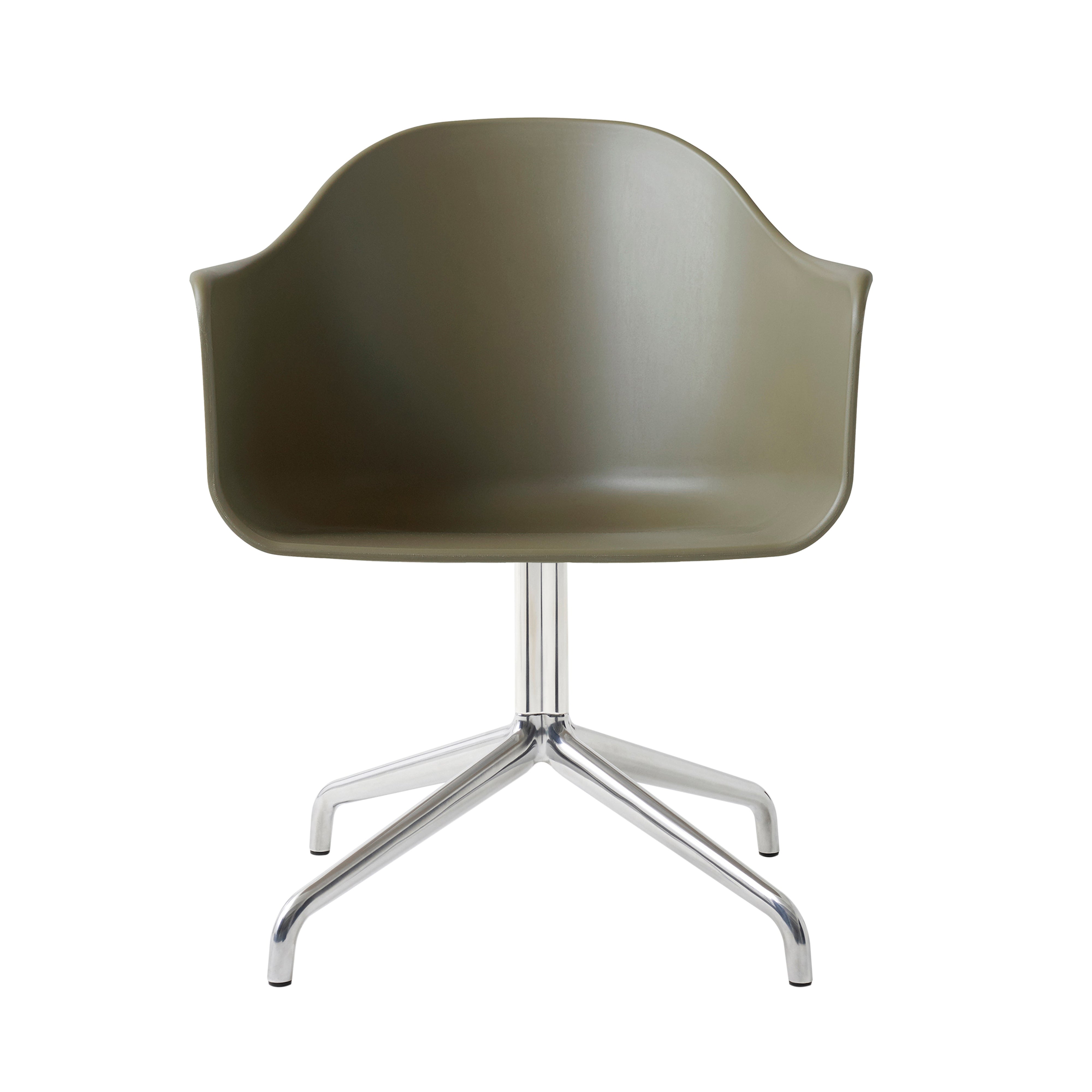 Harbour Dining Chair: Star Base + Return + Polished Aluminum + Olive