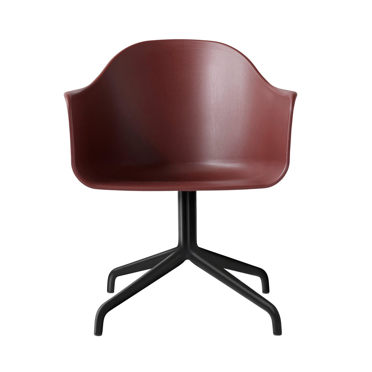 Harbour Dining Chair: Star Base + Black Steel + Burned Red