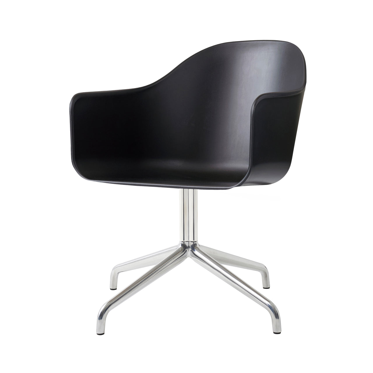 Harbour Dining Chair: Star Base + Polished Aluminum + Black