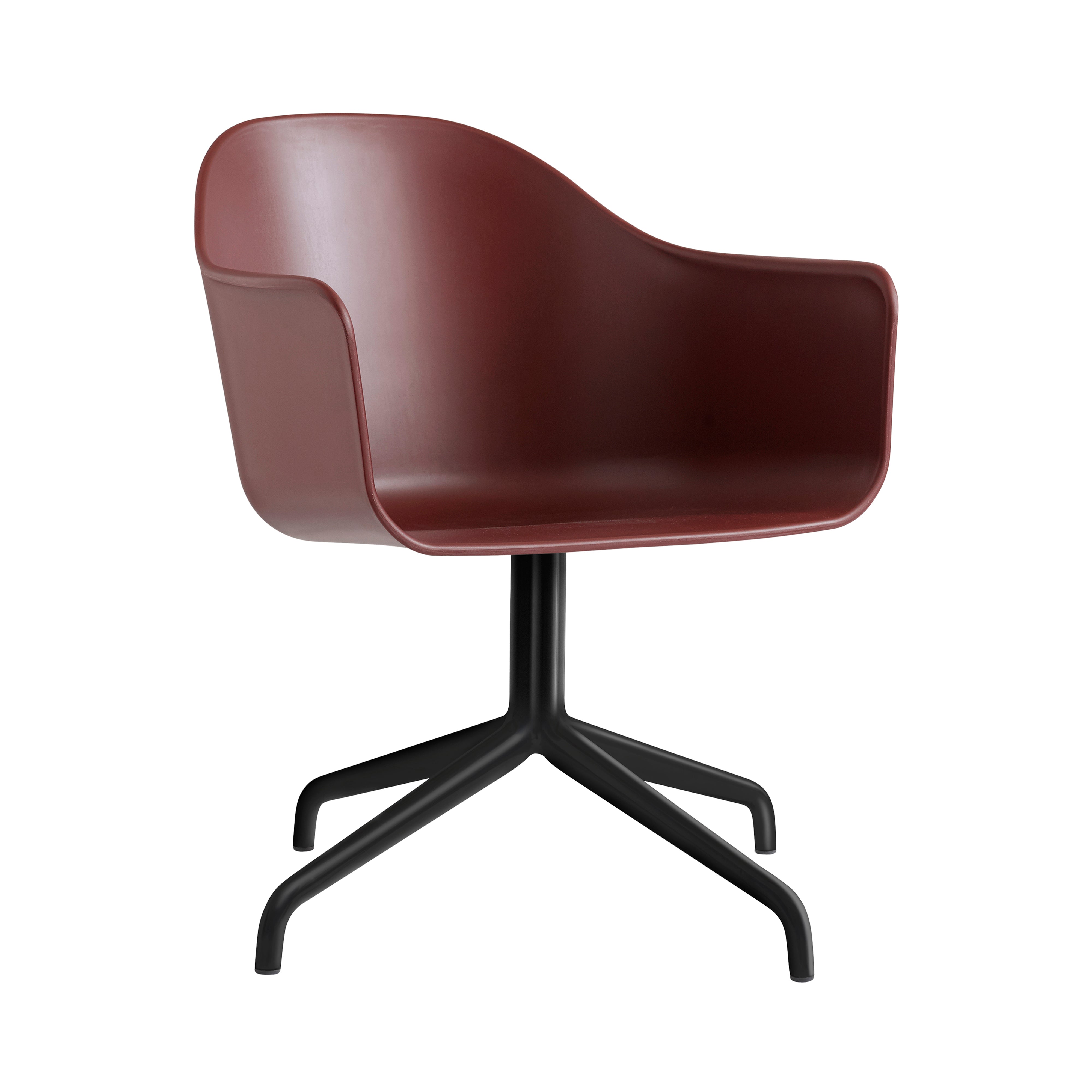 Harbour Dining Chair: Star Base + Black Steel + Burned Red