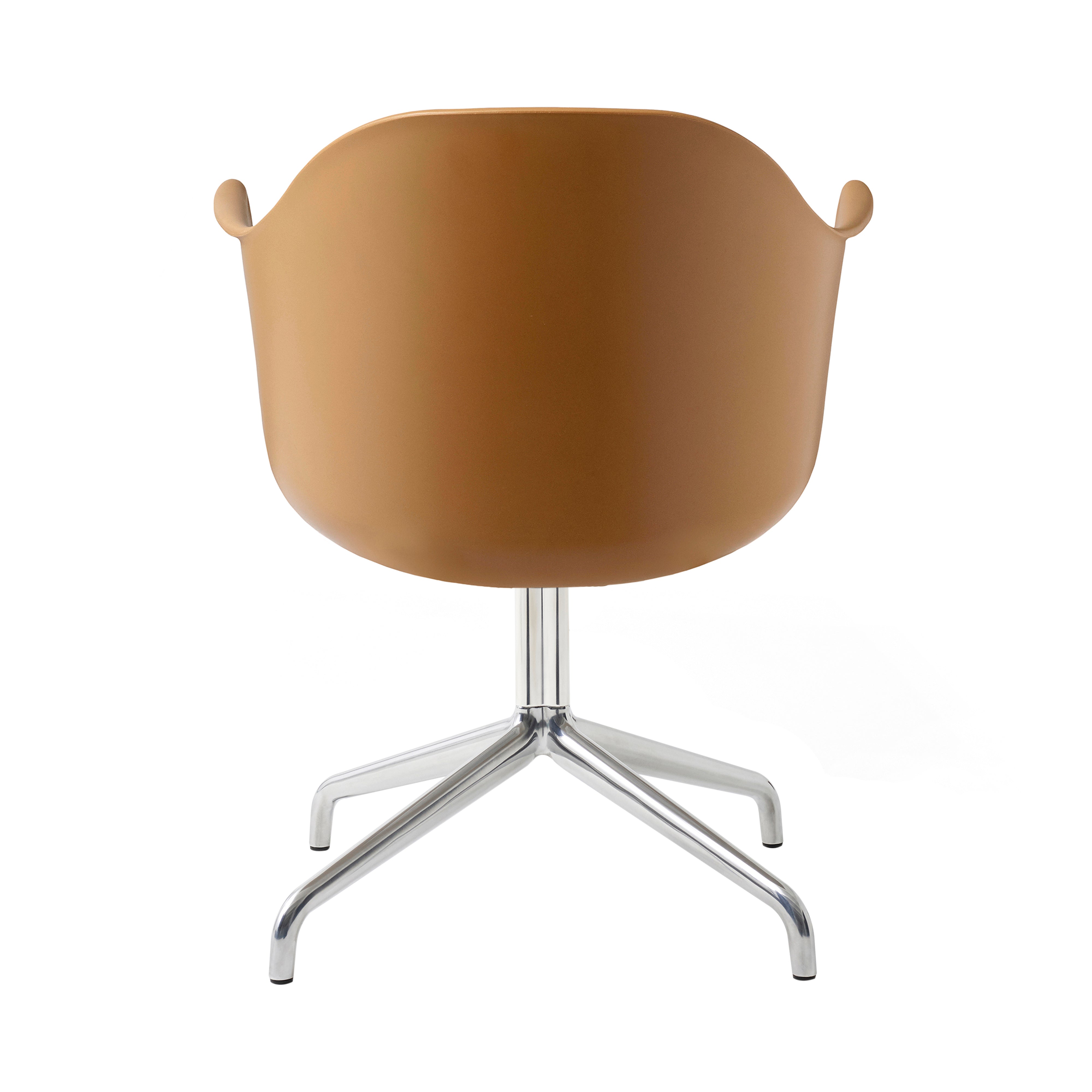 Harbour Dining Chair: Star Base + Return + Polished Aluminum + Khaki