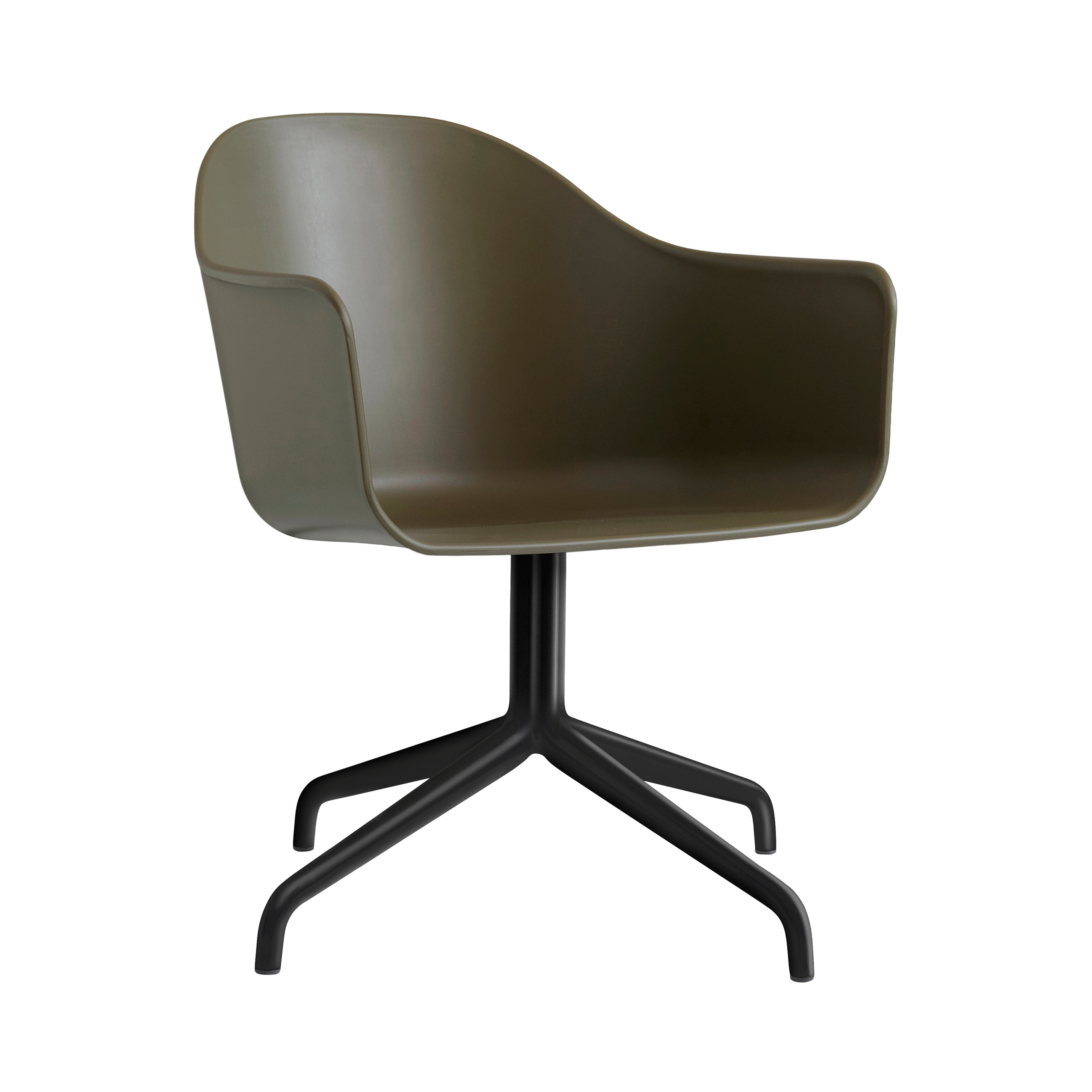 Harbour Dining Chair: Star Base + Black Steel + Olive