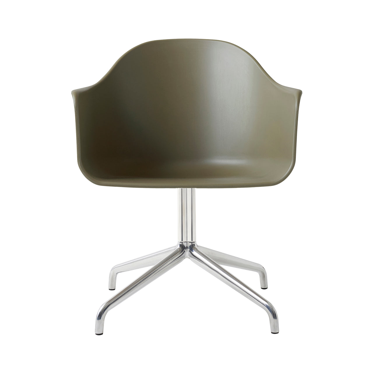 Harbour Dining Chair: Star Base + Polished Aluminum + Olive