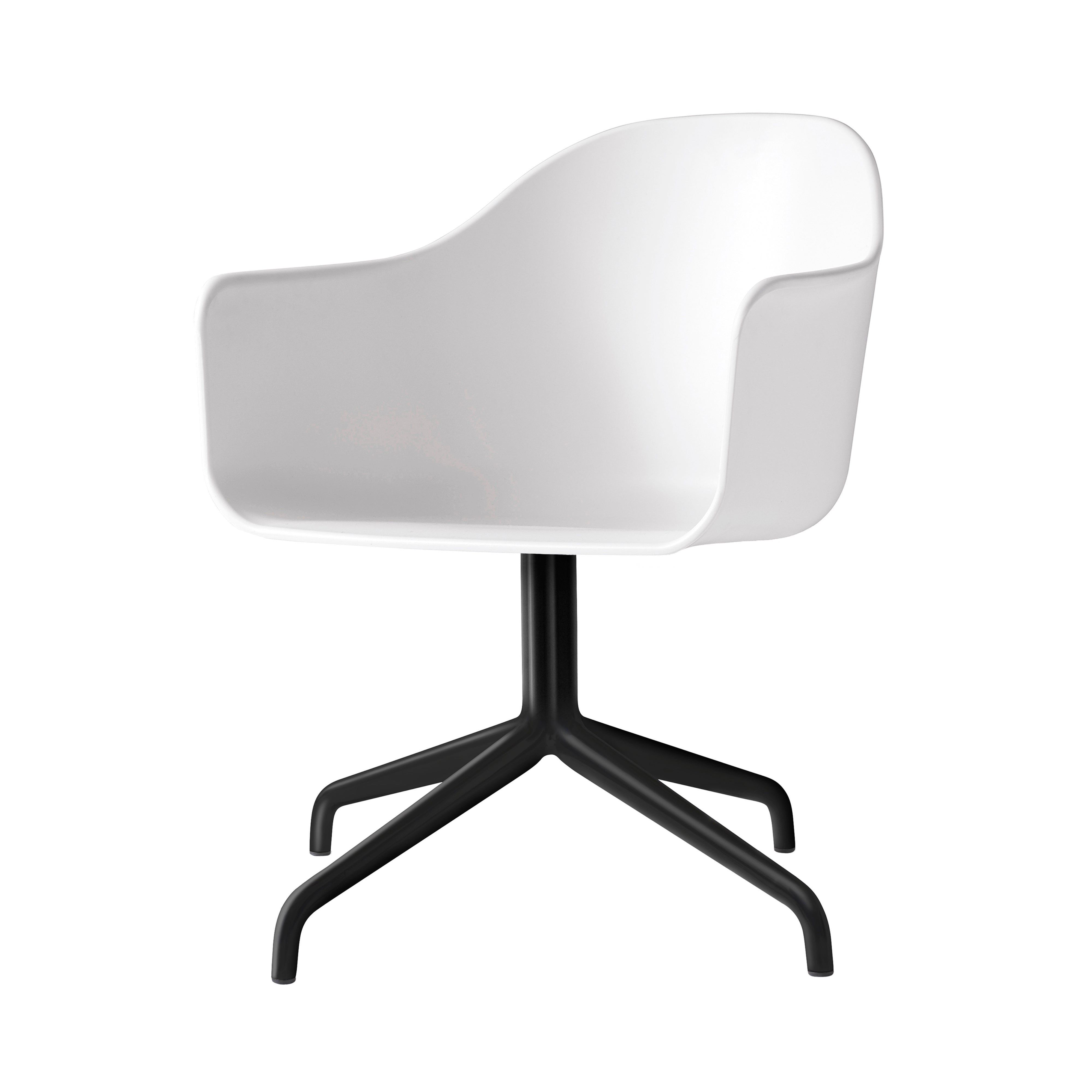 Harbour Dining Chair: Star Base + Return + Black Steel + White