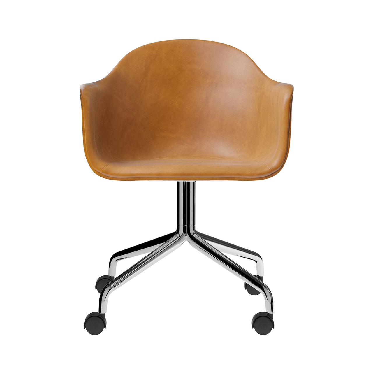 Harbour Dining Chair Star Base with Casters: Upholstered + Polished Aluminum + Dakar 0250
